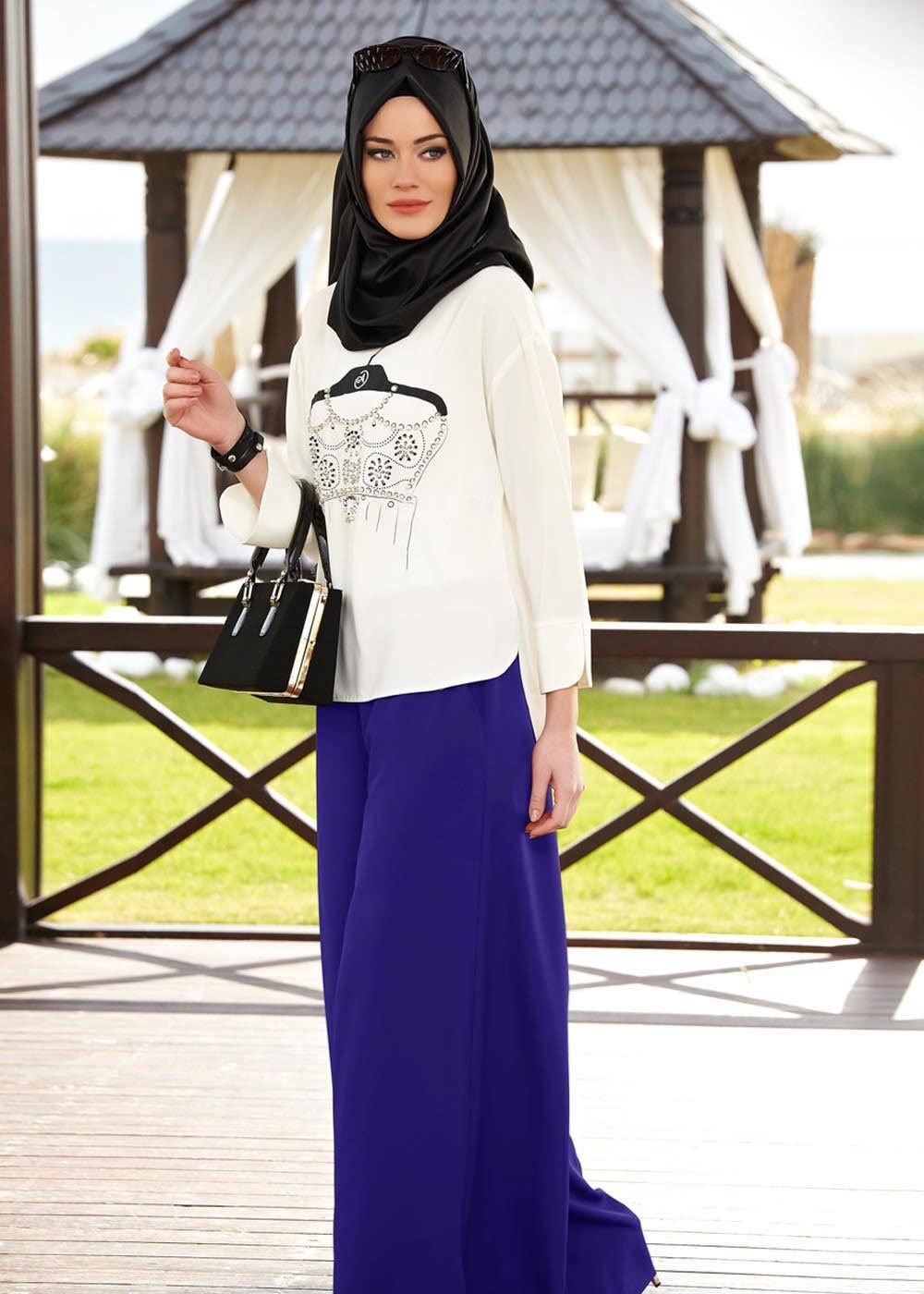 Tesettür giyim LACİVERT 7820 Mini  Burble Tesettür  Pantolon