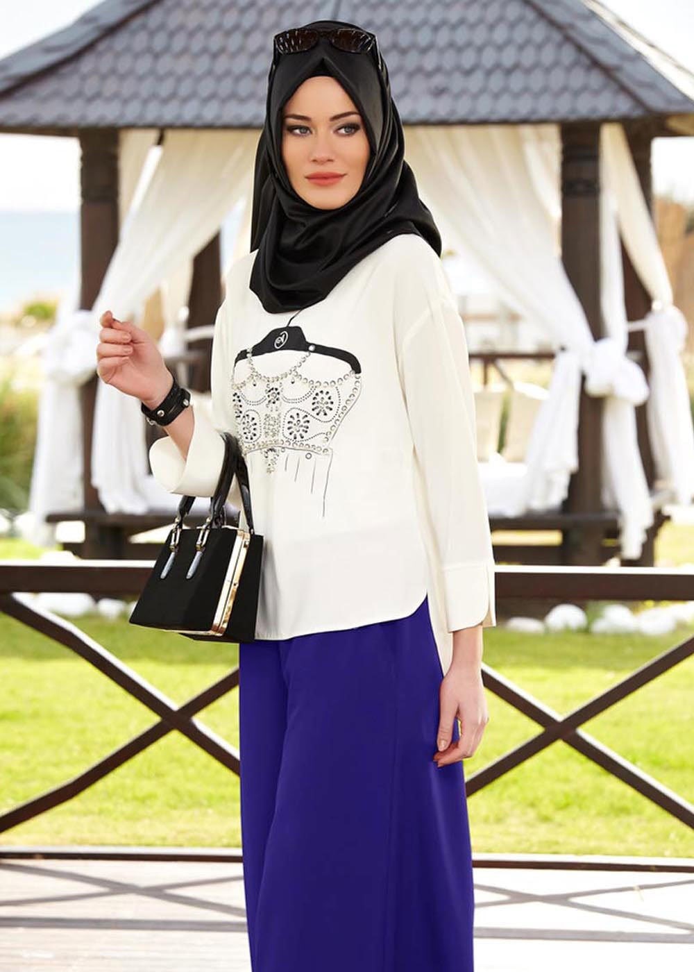 Tesettür giyim LACİVERT 7820 Mini  Burble Tesettür  Pantolon