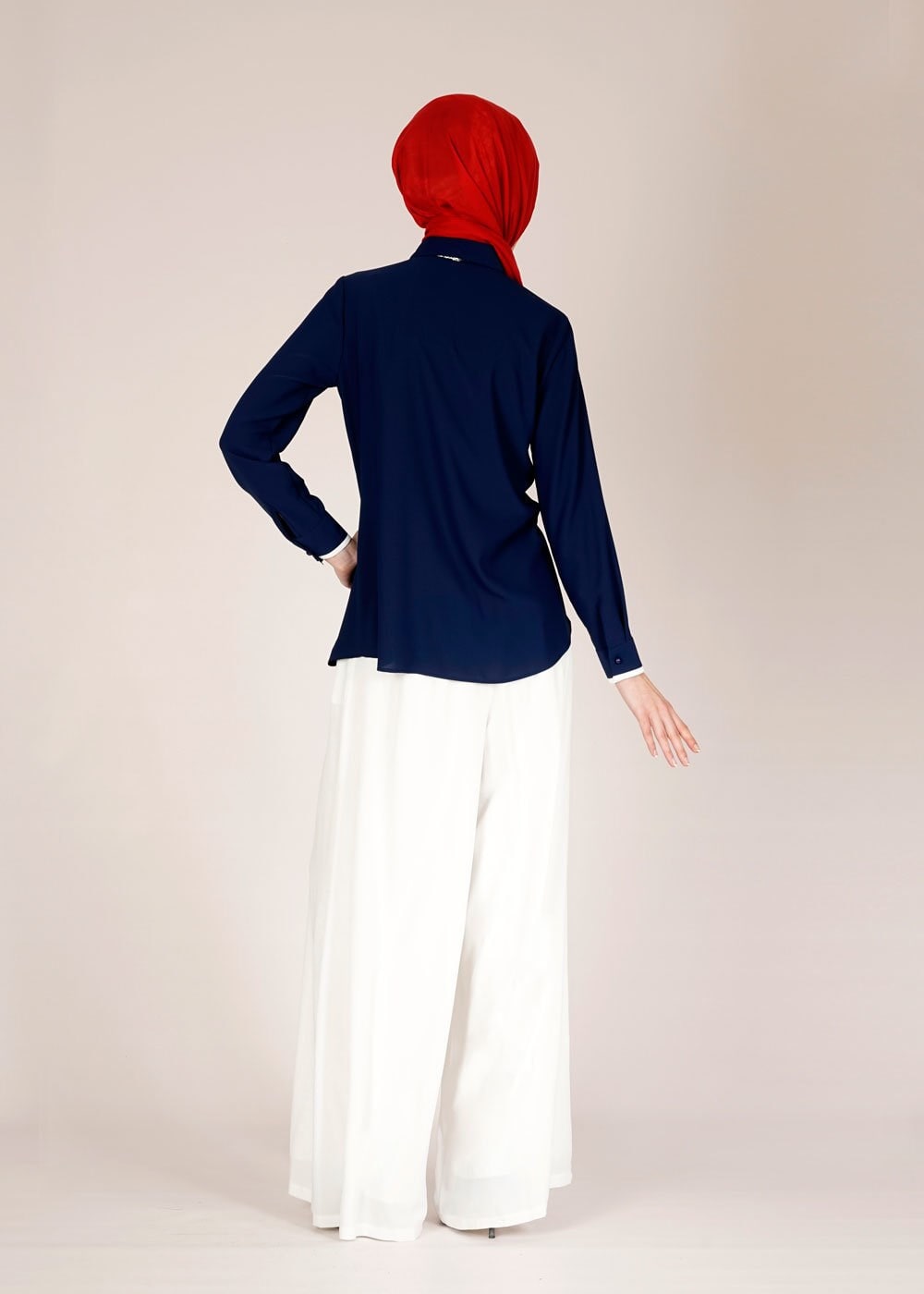 Tesettür giyim BEYAZ 7820 Mini  Burble Tesettür  Pantolon