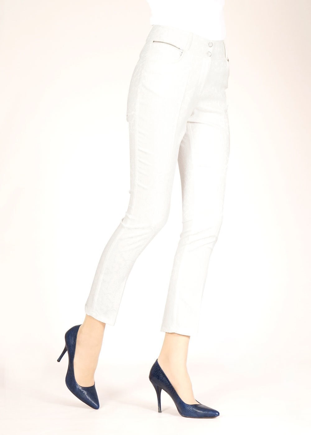 Tesettür giyim BEYAZ 7835 ALMİNA JAKAR PANTOLON 36/44 TEK38