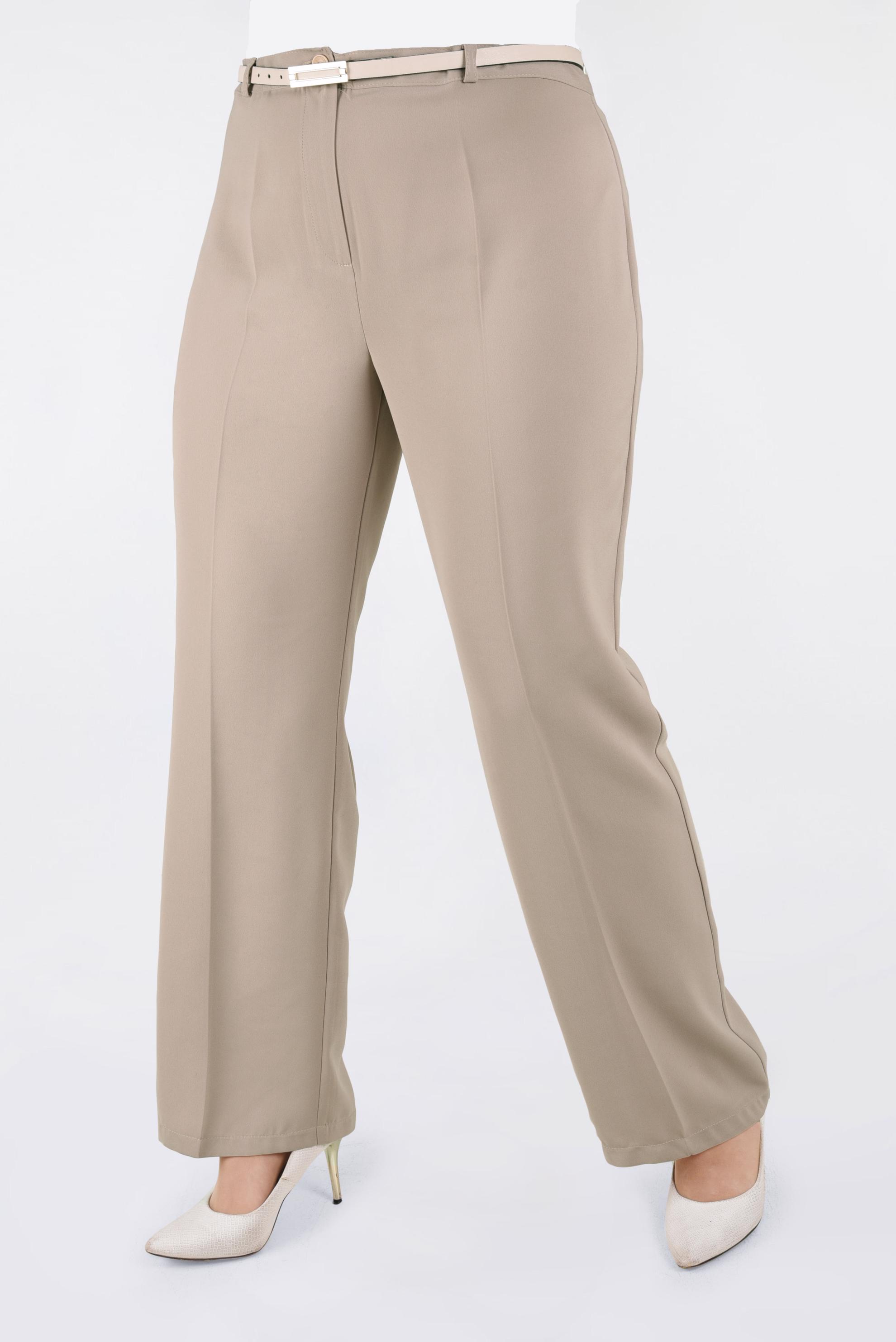 Tesettür giyim BEJ FERMUARLI BORU PAÇA PANTOLON 7850 