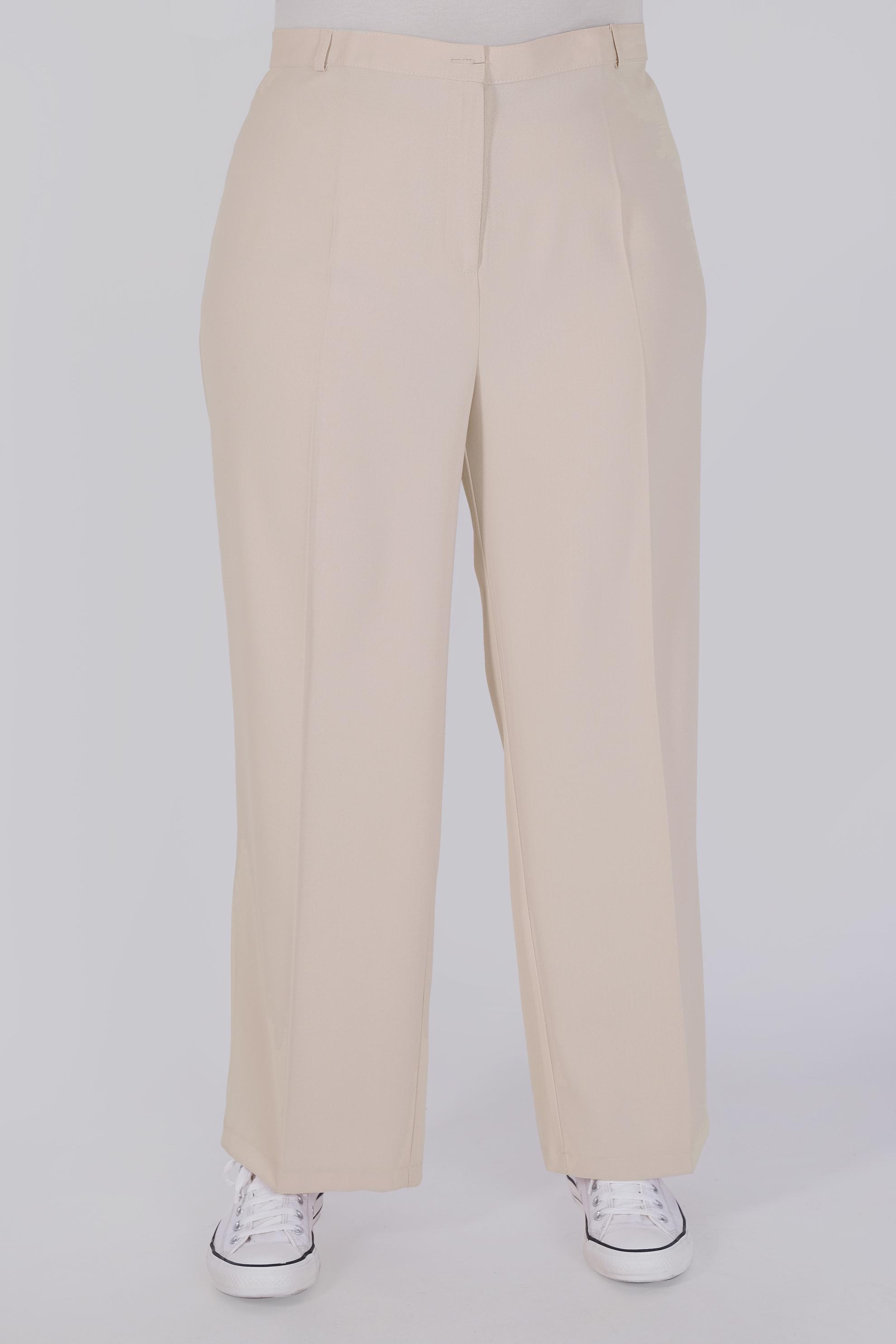 Tesettür giyim BEJ FERMUARLI BORU PAÇA PANTOLON 7850 