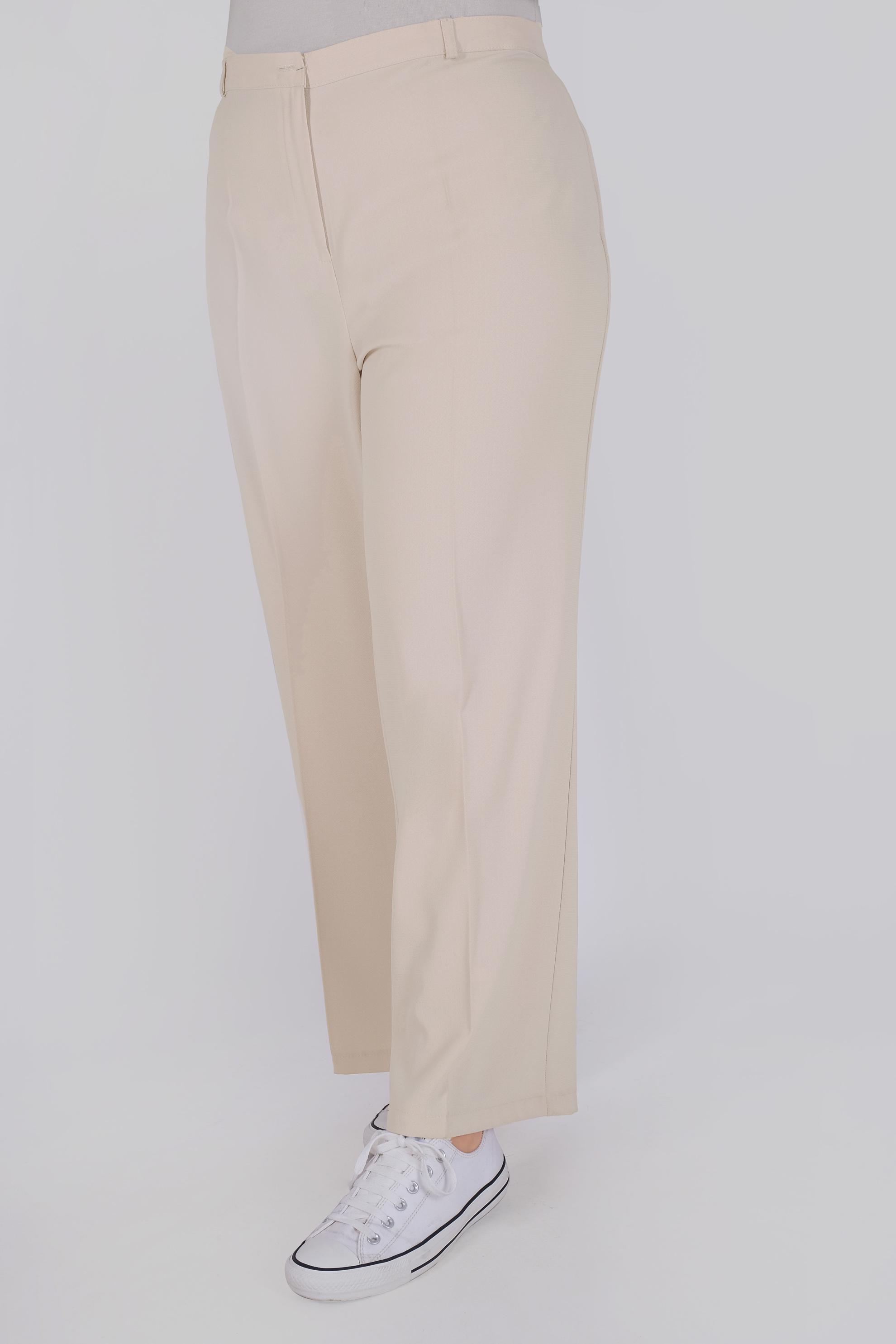 Tesettür giyim BEJ FERMUARLI BORU PAÇA PANTOLON 7850 