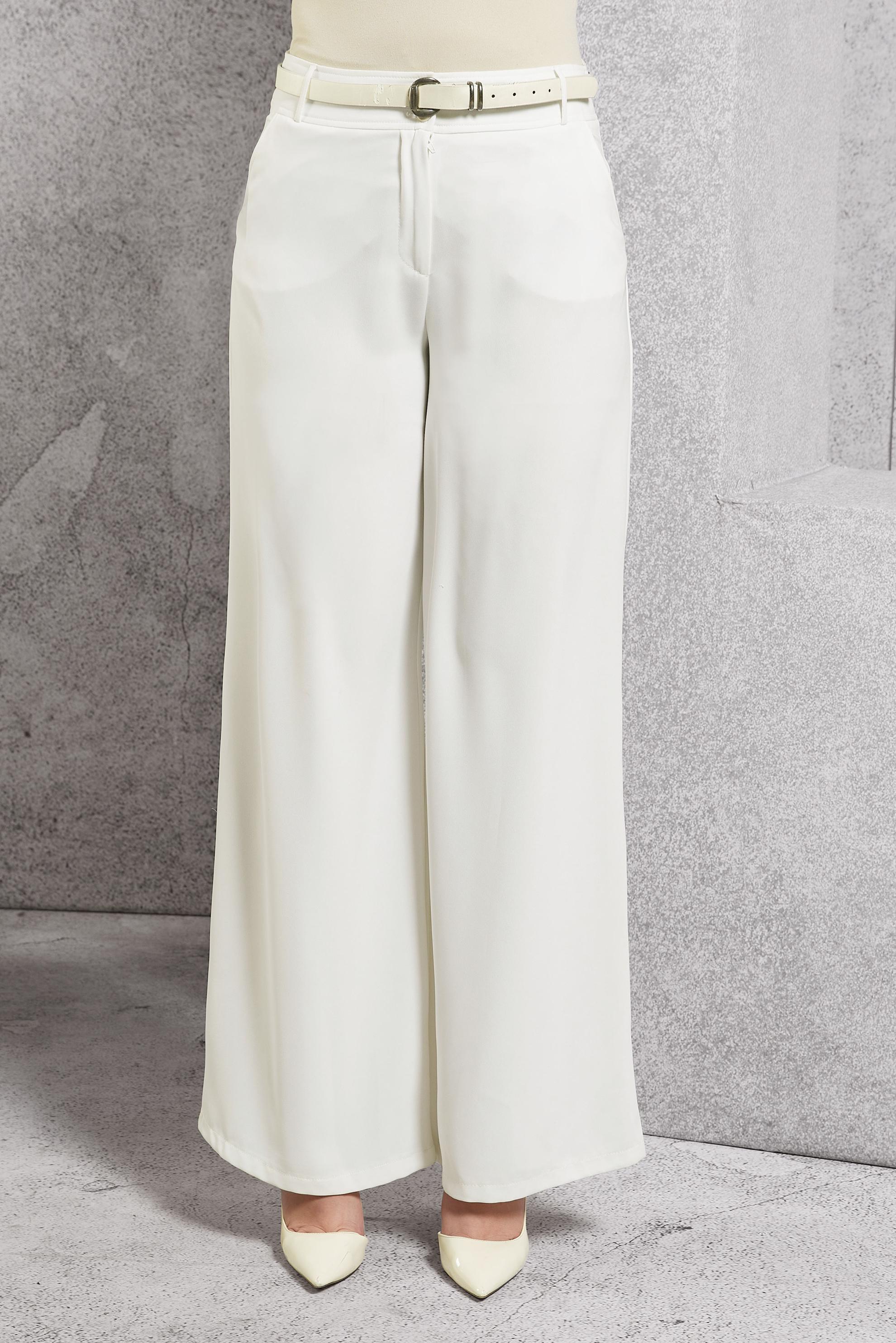 Tesettür giyim BEYAZ GENİŞ PAÇA PANTOLON 7859