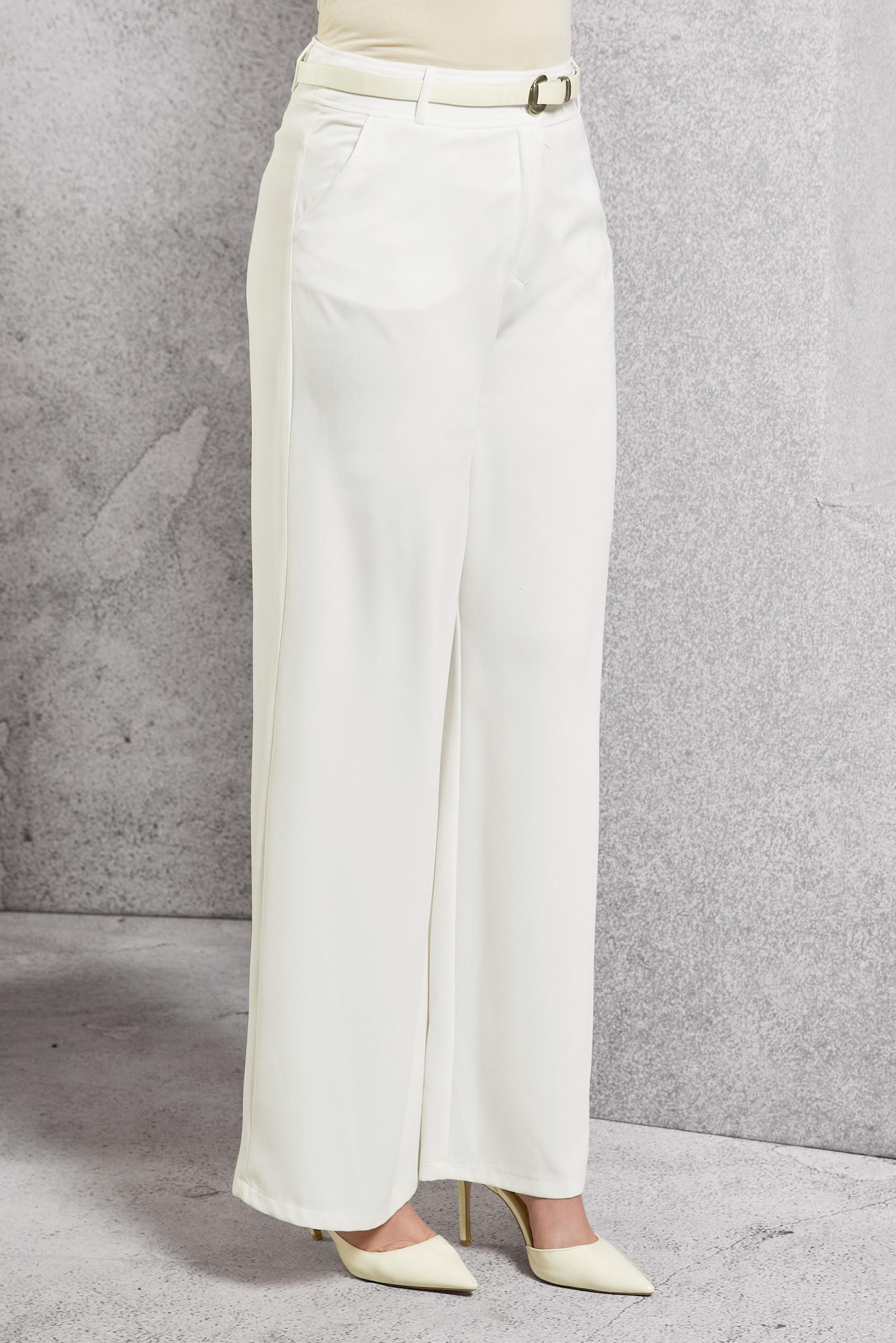 Tesettür giyim BEYAZ GENİŞ PAÇA PANTOLON 7859