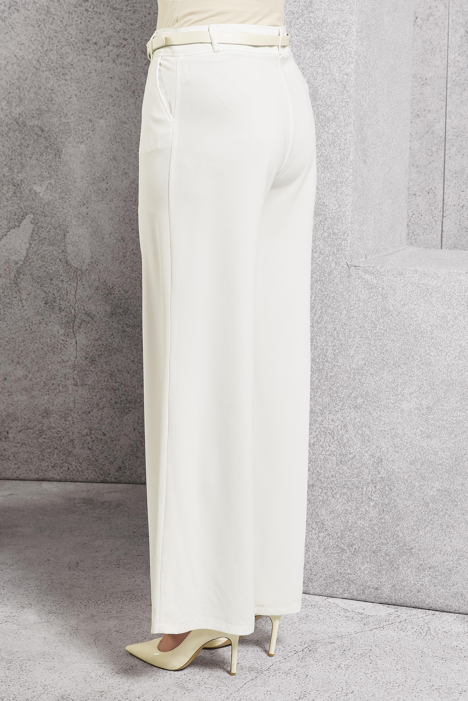 Tesettür giyim BEYAZ GENİŞ PAÇA PANTOLON 7859