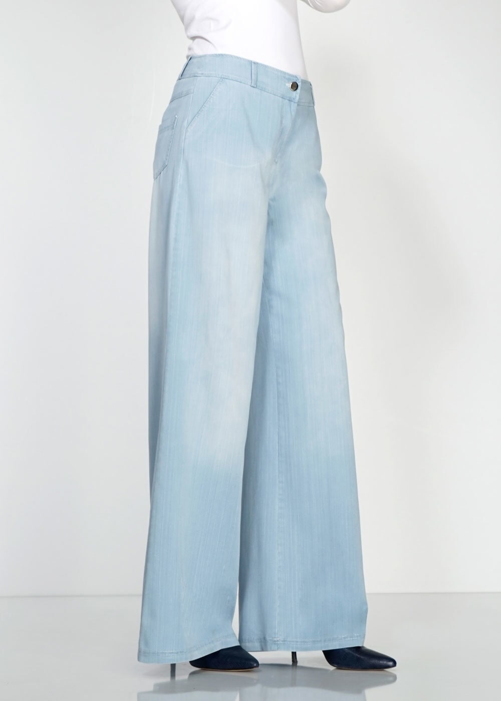 Tesettür giyim MAVİ 7866 Maryel Flamlı Tesettür Pantolon