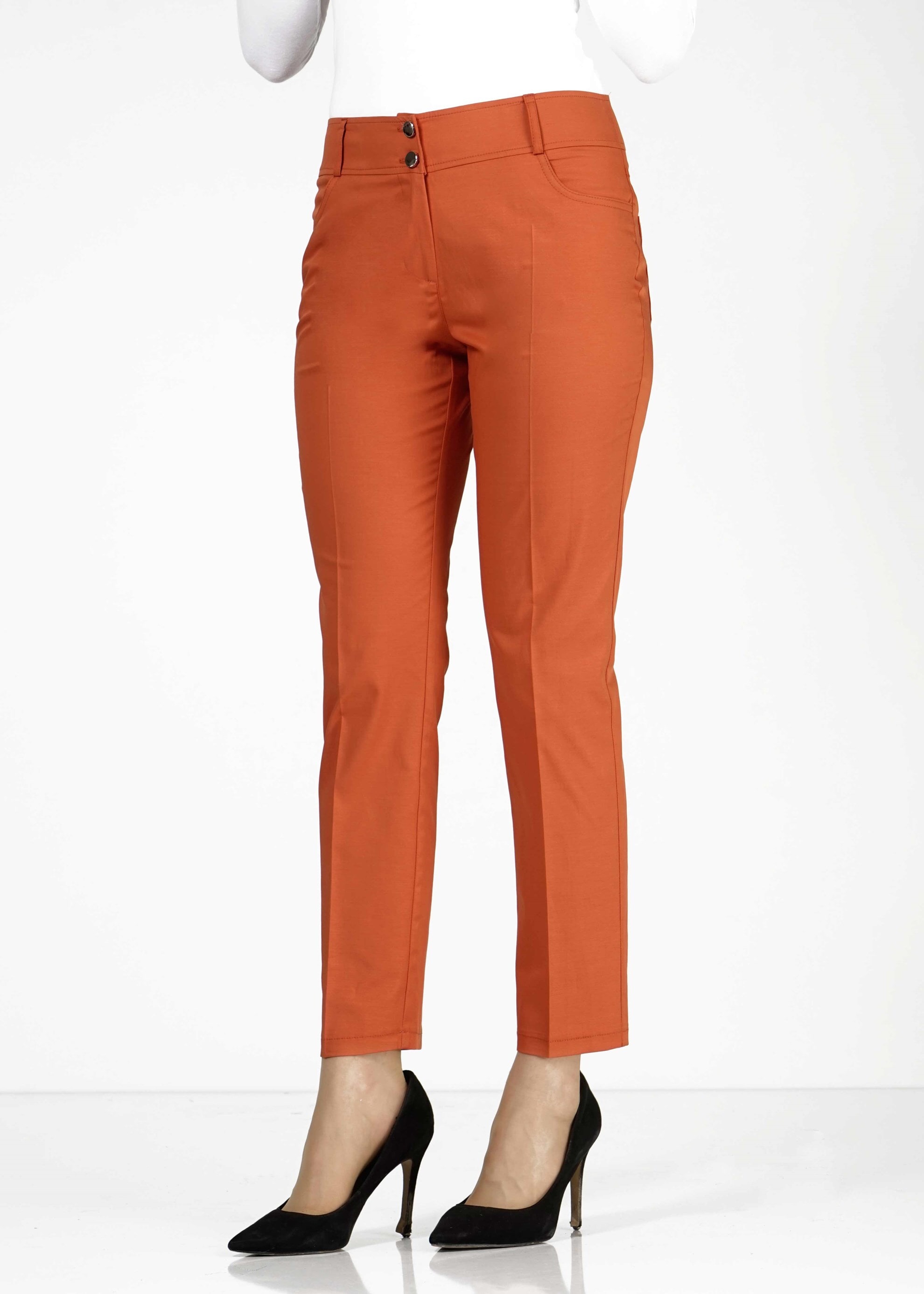 Tesettür giyim TURUNCU CEP DETAYLI DAR PAÇA PANTOLON 7871