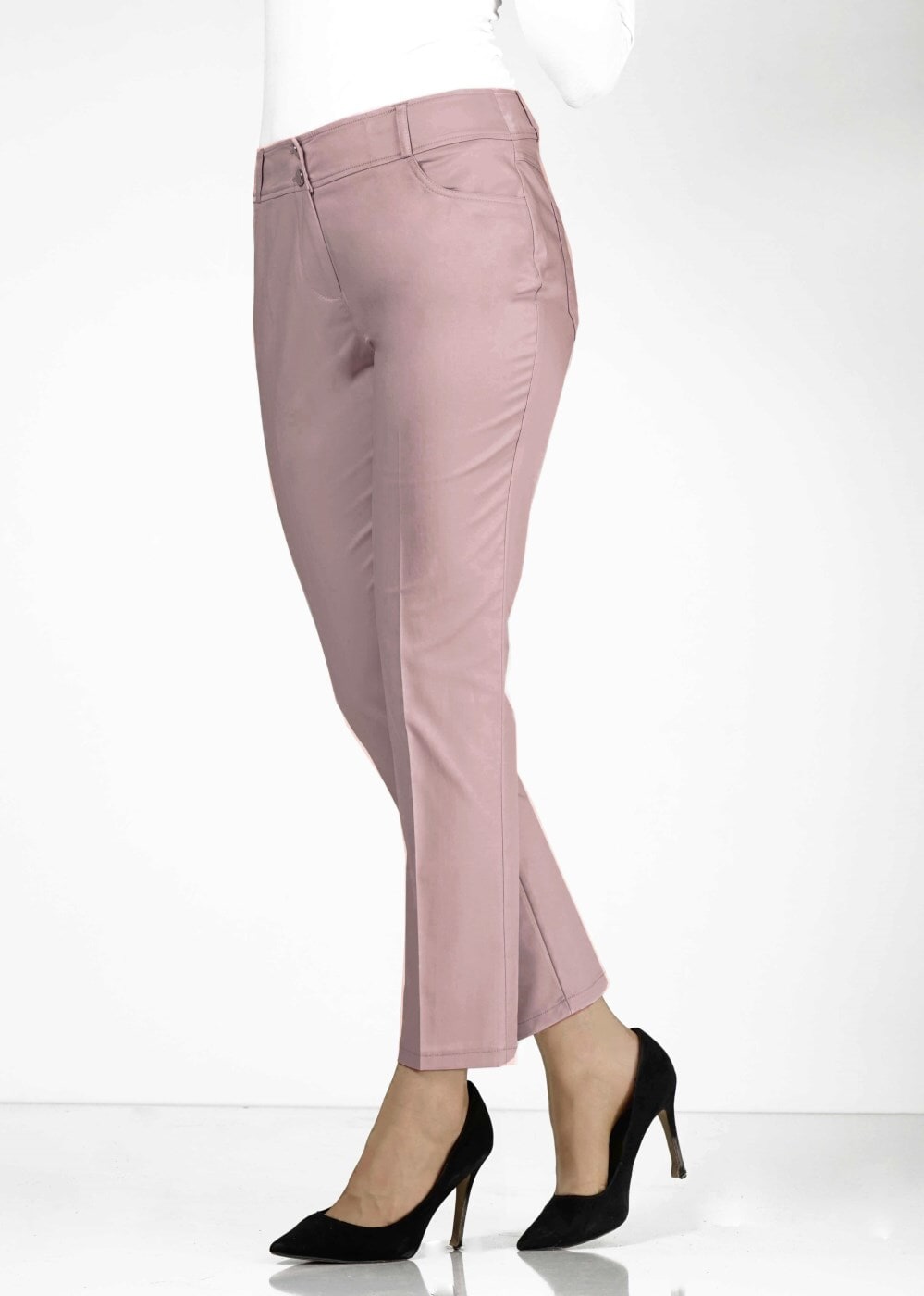 Tesettür giyim PEMBE CEP DETAYLI DAR PAÇA PANTOLON 7871