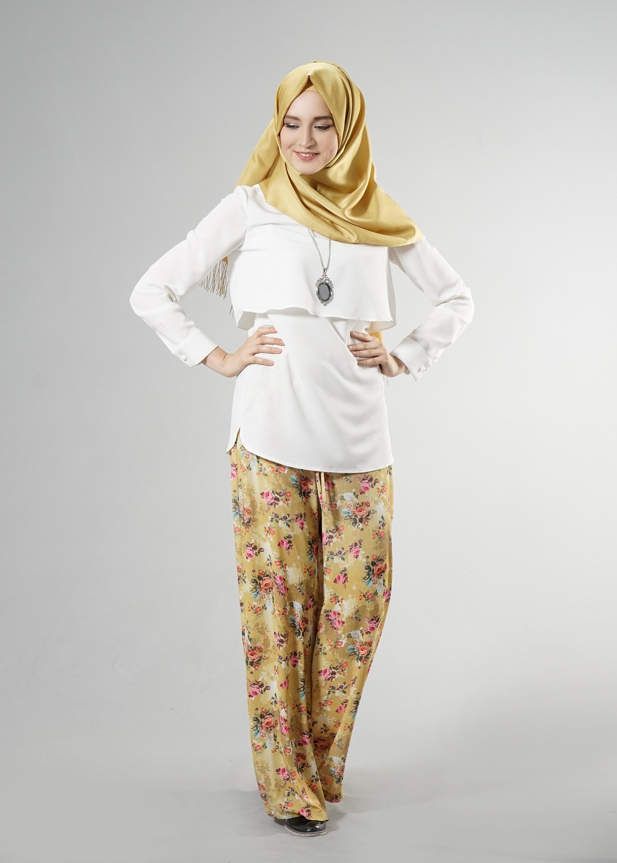 Tesettür giyim SARI 7876 Maglia Tesettür 8713 Pantolon 36/44(38-40) TEK40