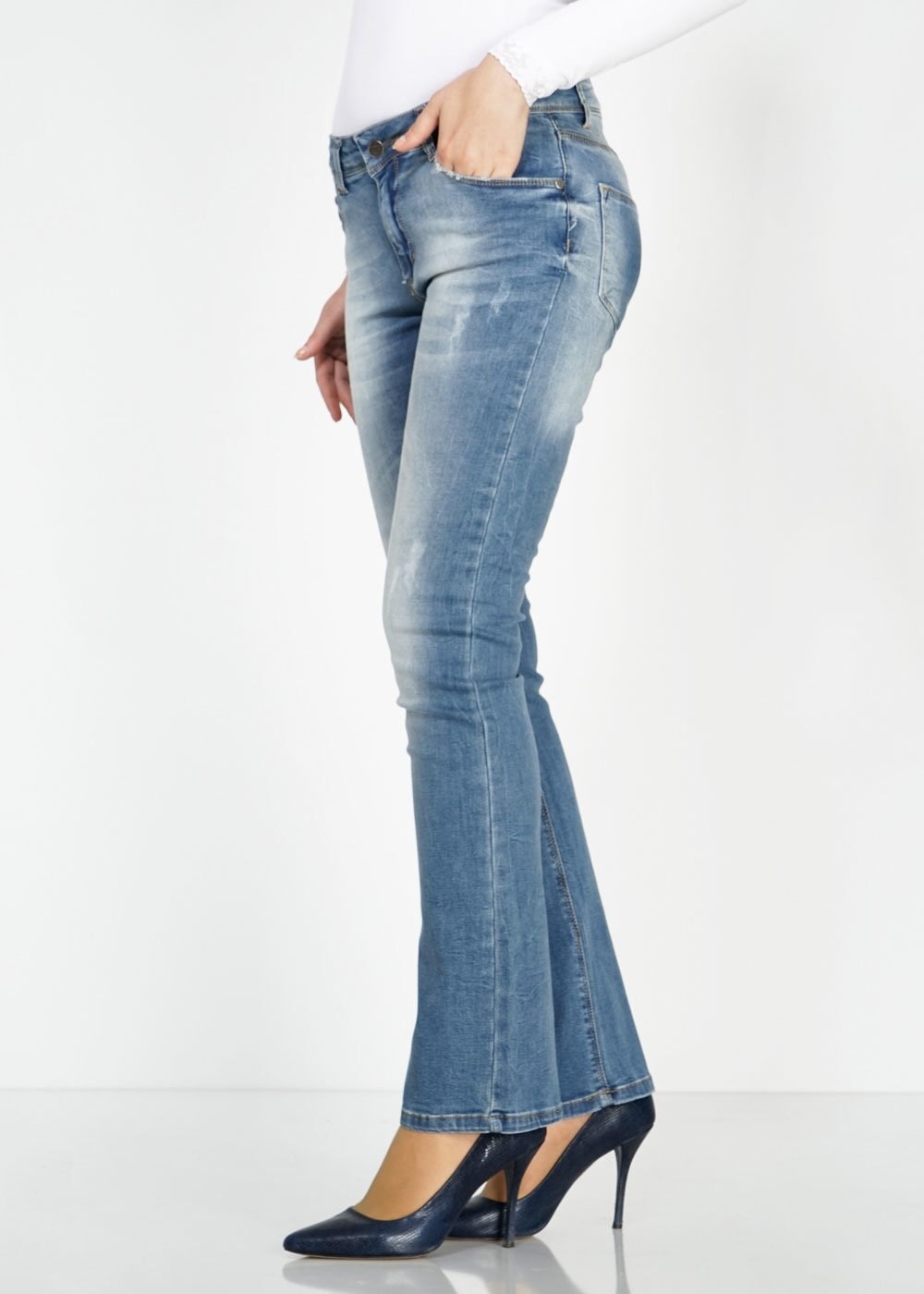 Tesettür giyim LACİVERT 7894 Bella Denim Tesettür Pantolon