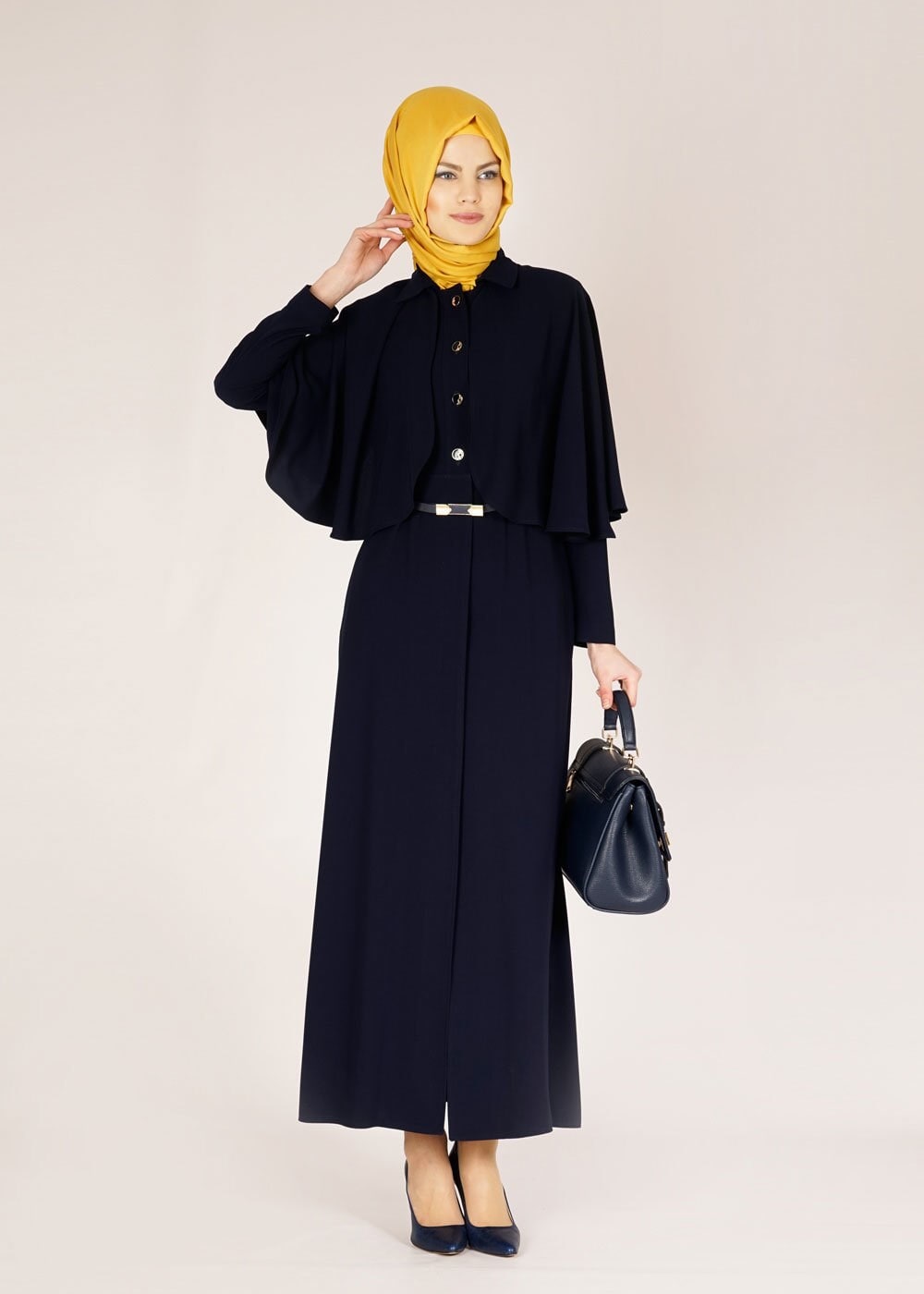 Tesettür giyim LACİVERT 1433 Feris Tesettür Pardesü