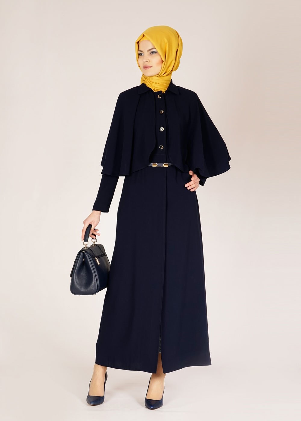 Tesettür giyim LACİVERT 1433 Feris Tesettür Pardesü