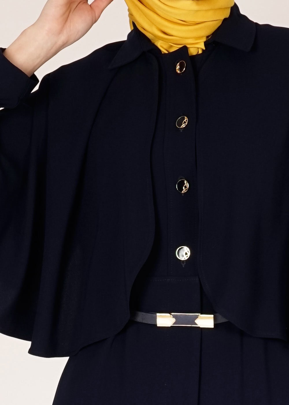 Tesettür giyim LACİVERT 1433 Feris Tesettür Pardesü