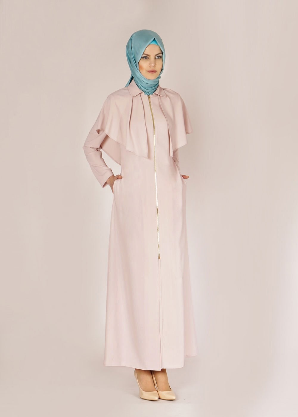 Tesettür giyim PUDRA 1443 Feris Tesettür Pardesü