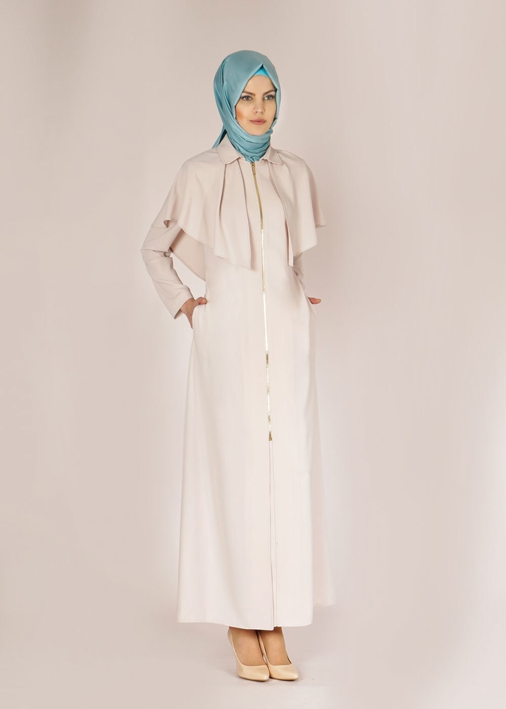 Tesettür giyim BEJ 1443 Feris Tesettür Pardesü