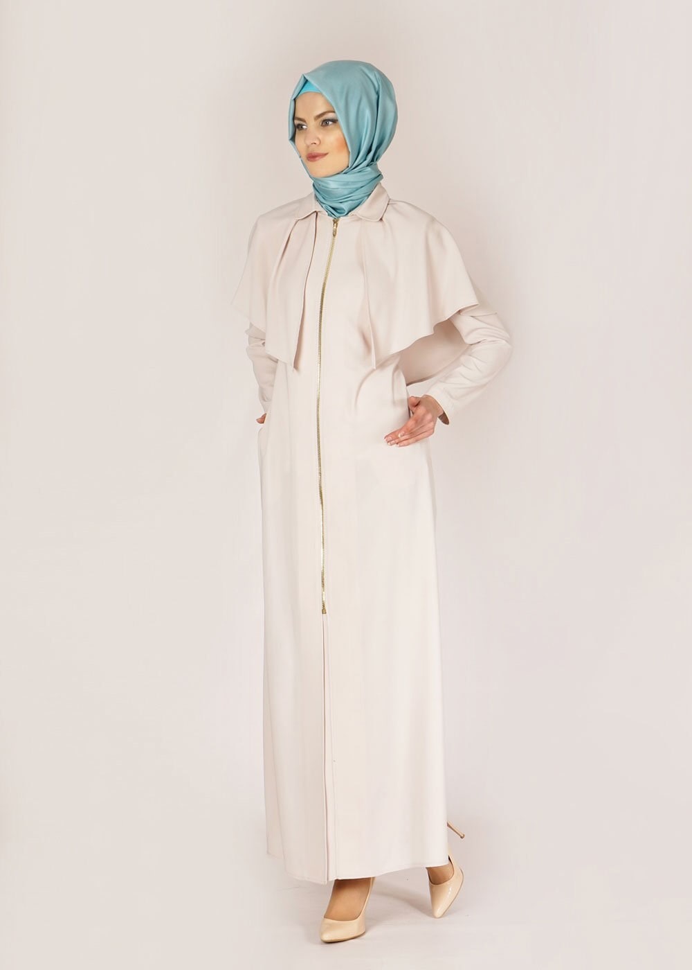 Tesettür giyim BEJ 1443 Feris Tesettür Pardesü