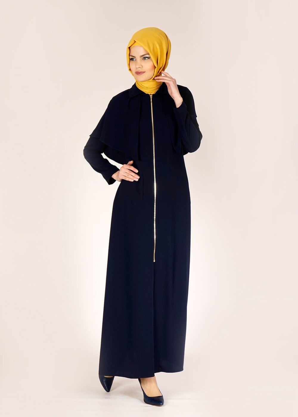 Tesettür giyim LACİVERT 1443 Feris Tesettür Pardesü