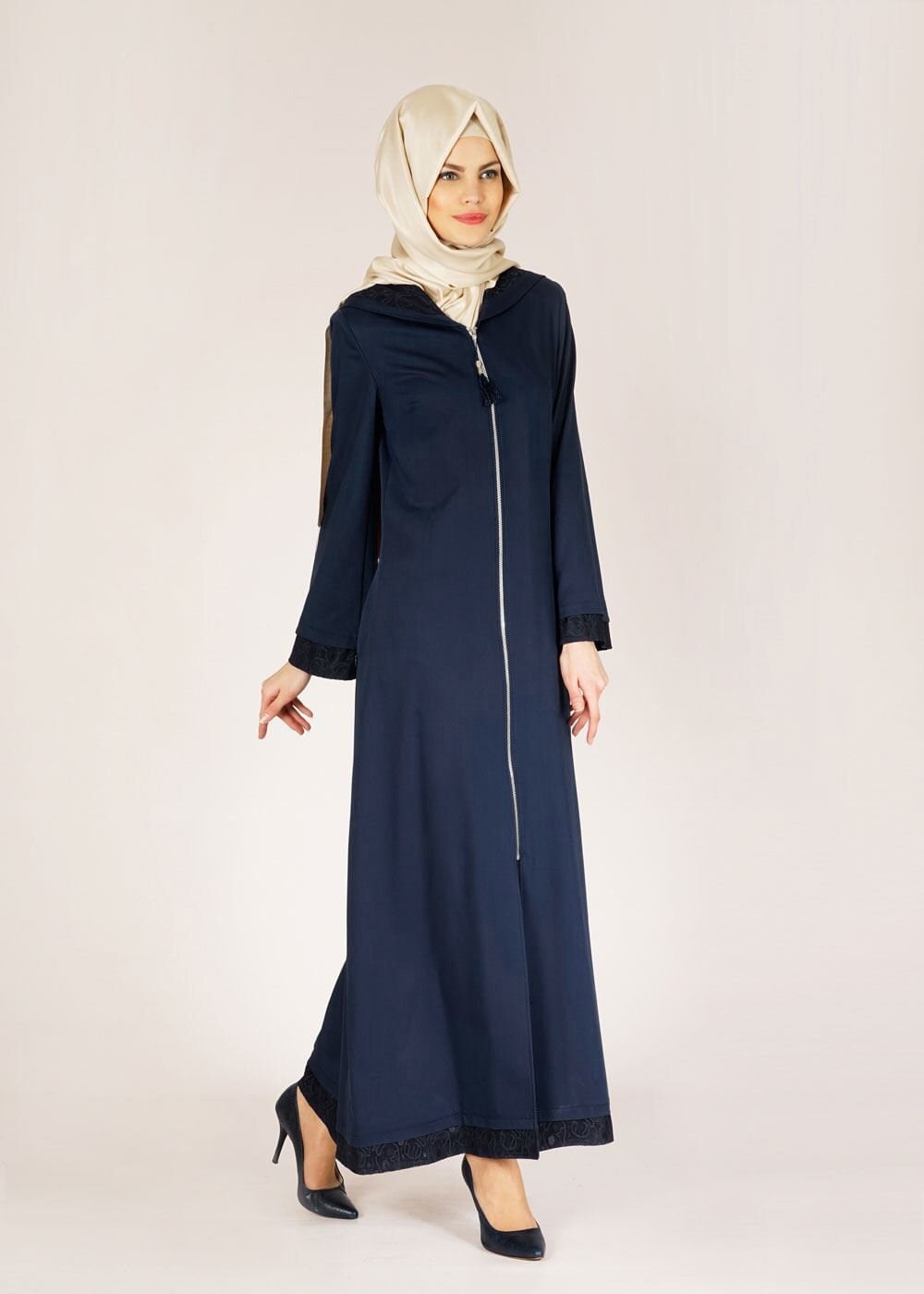 Tesettür giyim LACİVERT 1456 Adelina 592 Tesettür Pardesü