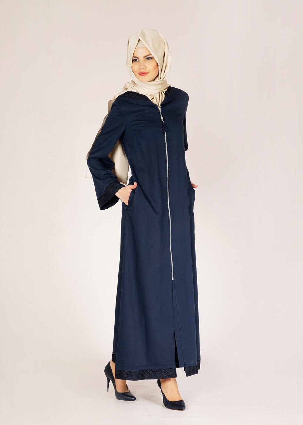 Tesettür giyim LACİVERT 1456 Adelina 592 Tesettür Pardesü