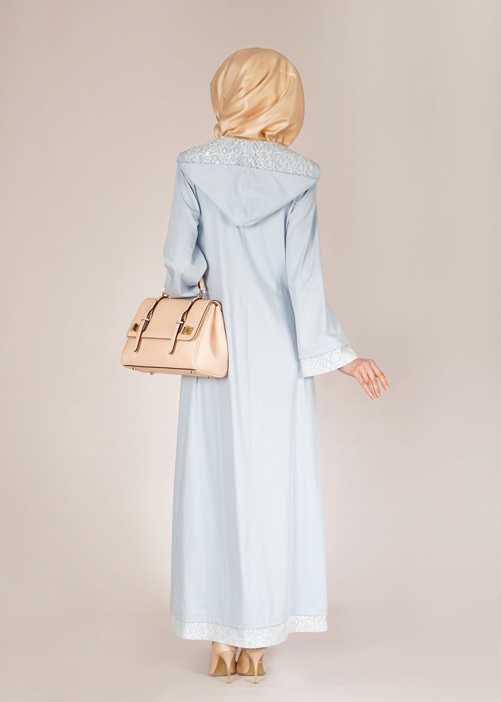 Tesettür giyim MAVİ 1456 Adelina 592 Tesettür Pardesü