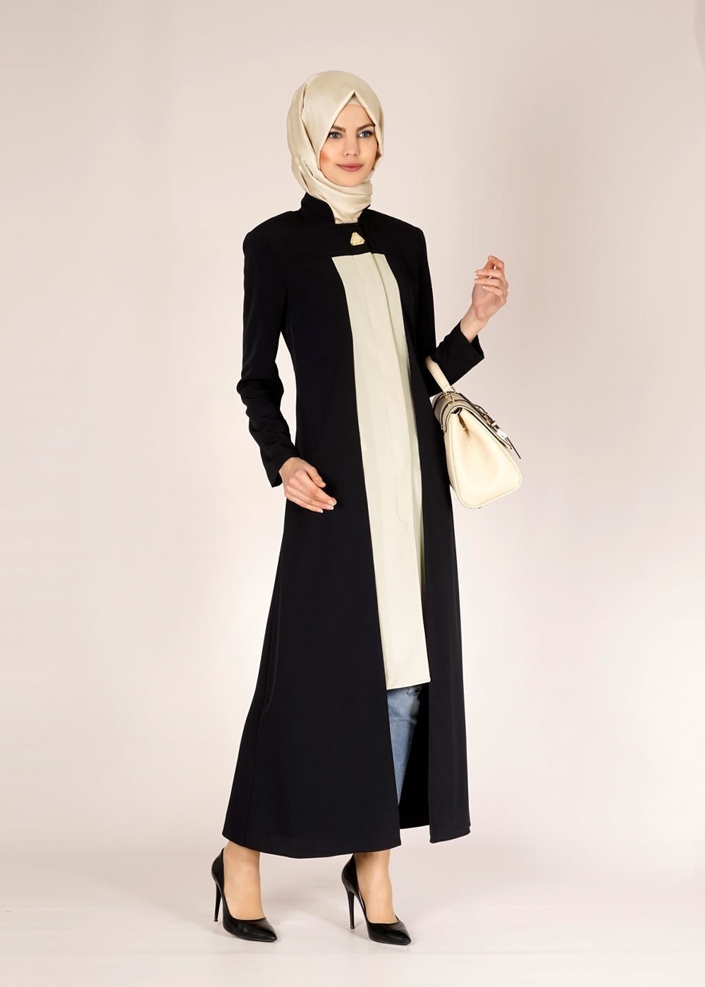Tesettür giyim SİYAH 1457 İNDİLA PARDESÜ 38/46 TEK40