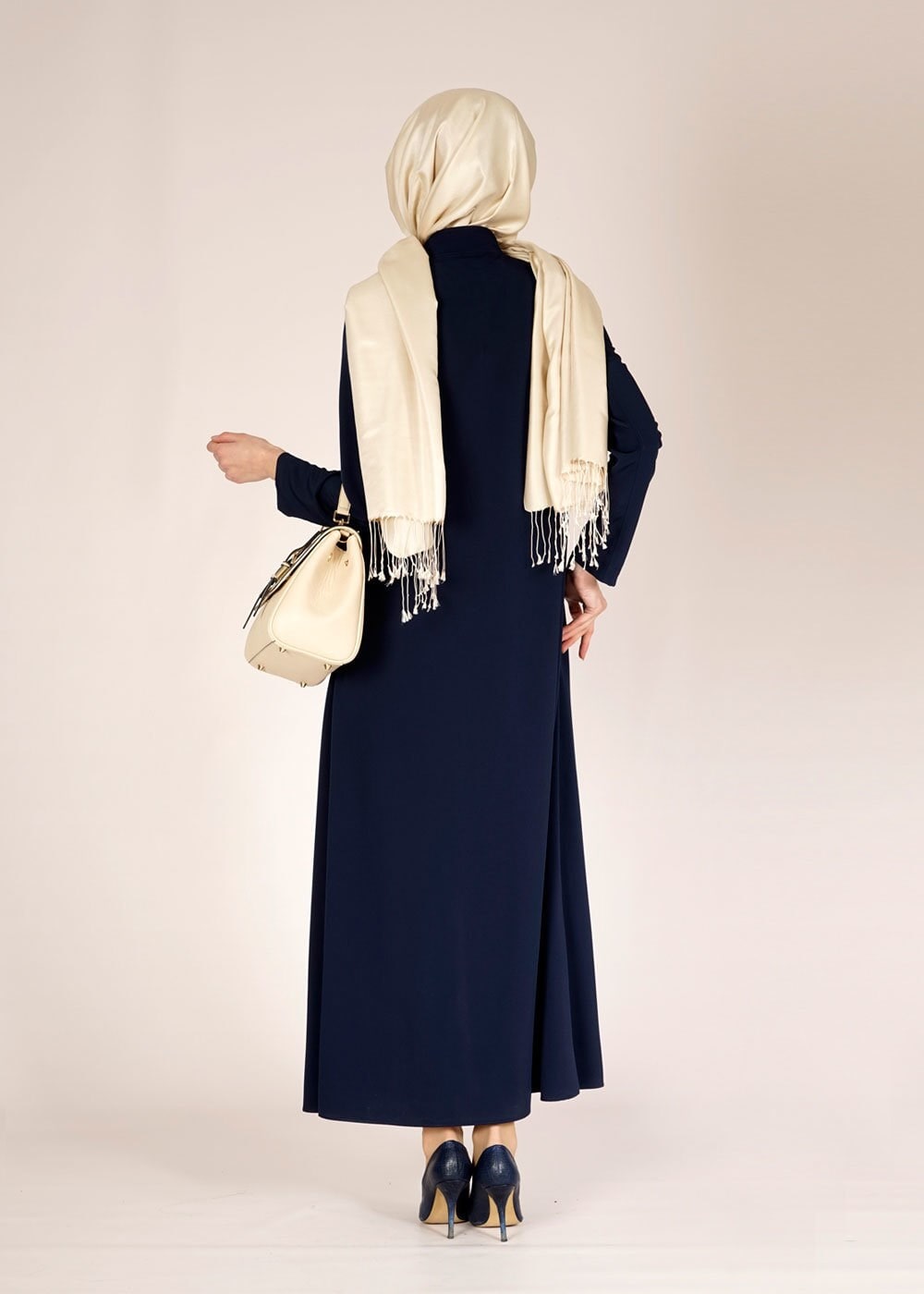 Tesettür giyim LACİVERT 1457 İNDİLA PARDESÜ 38/46 TEK40