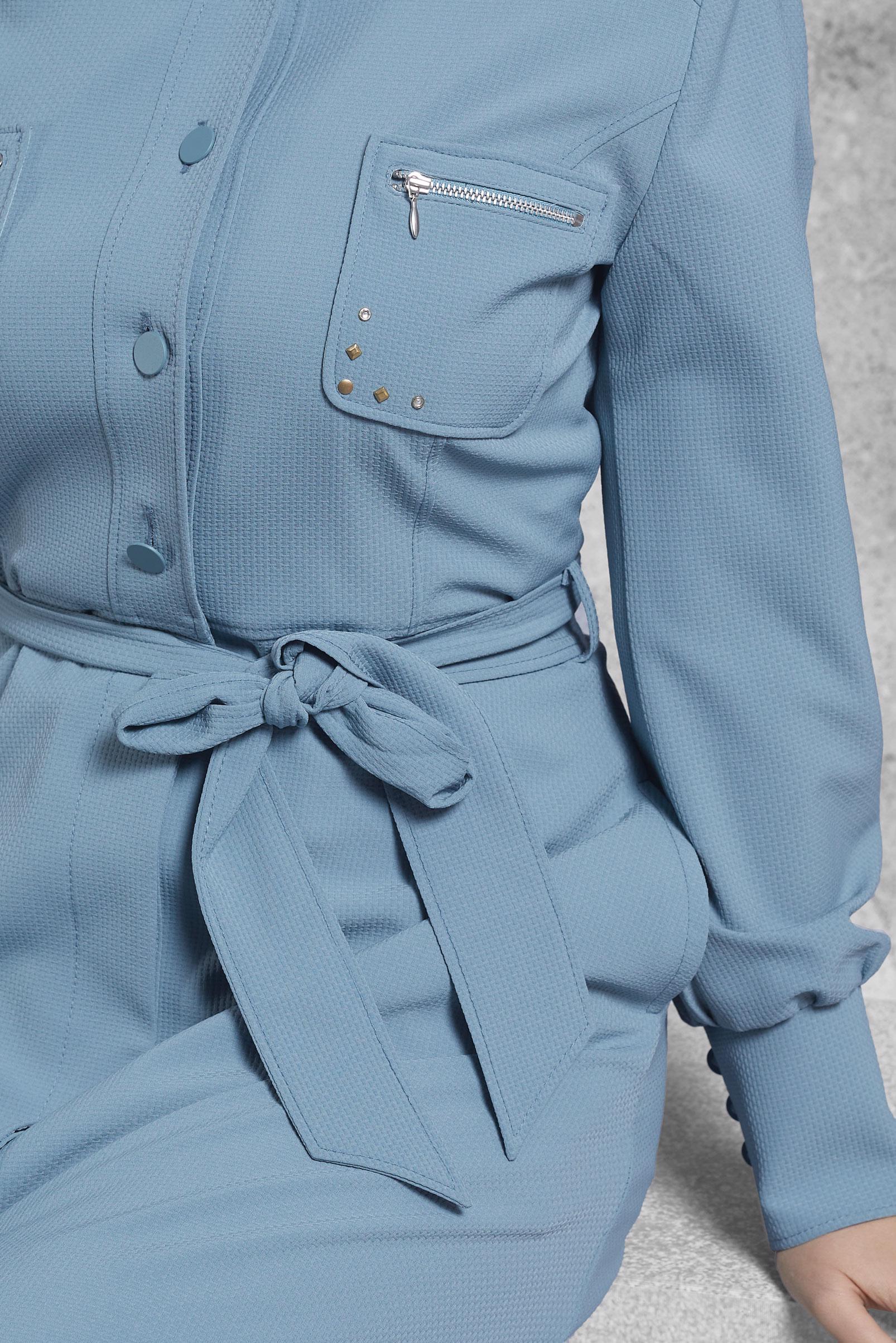 Tesettür giyim MAVİ KUŞAKLI PARDESÜ 1472