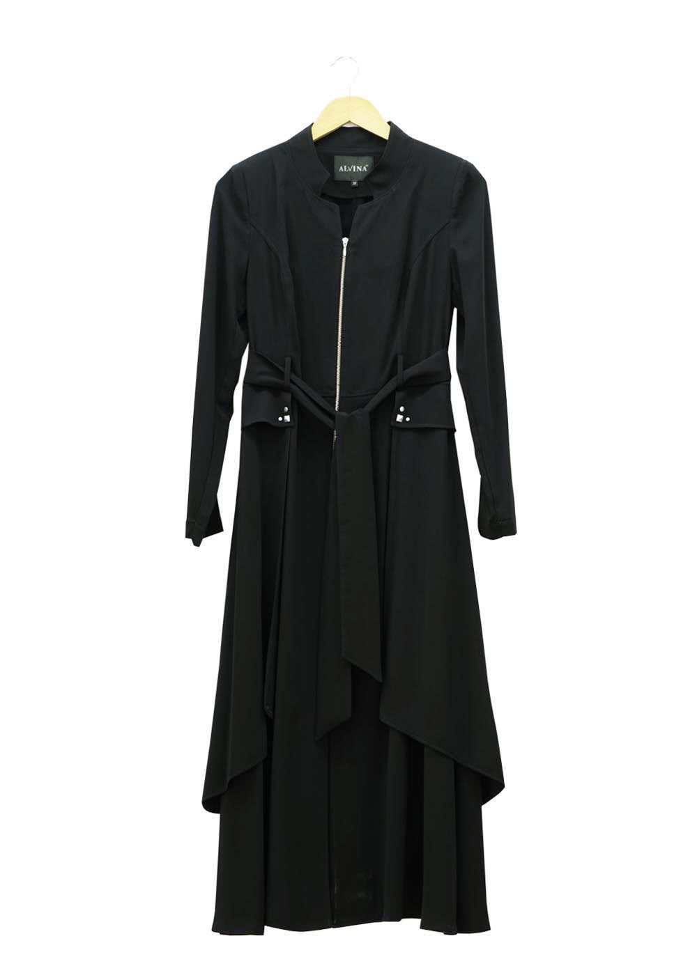 Tesettür giyim SİYAH 1473 Virona Tesettür Trenç