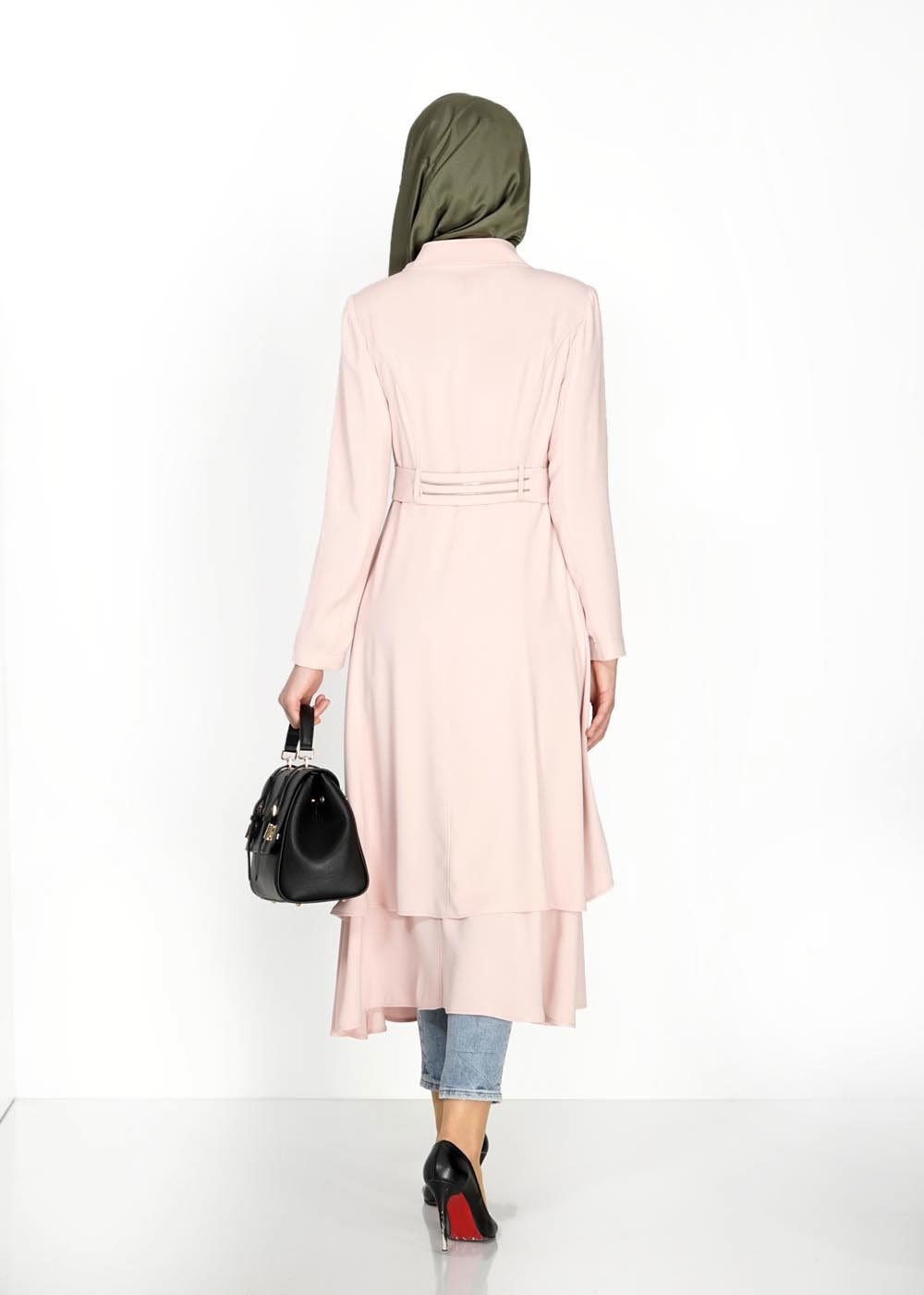 Tesettür giyim PUDRA 1473 Virona Tesettür Trenç