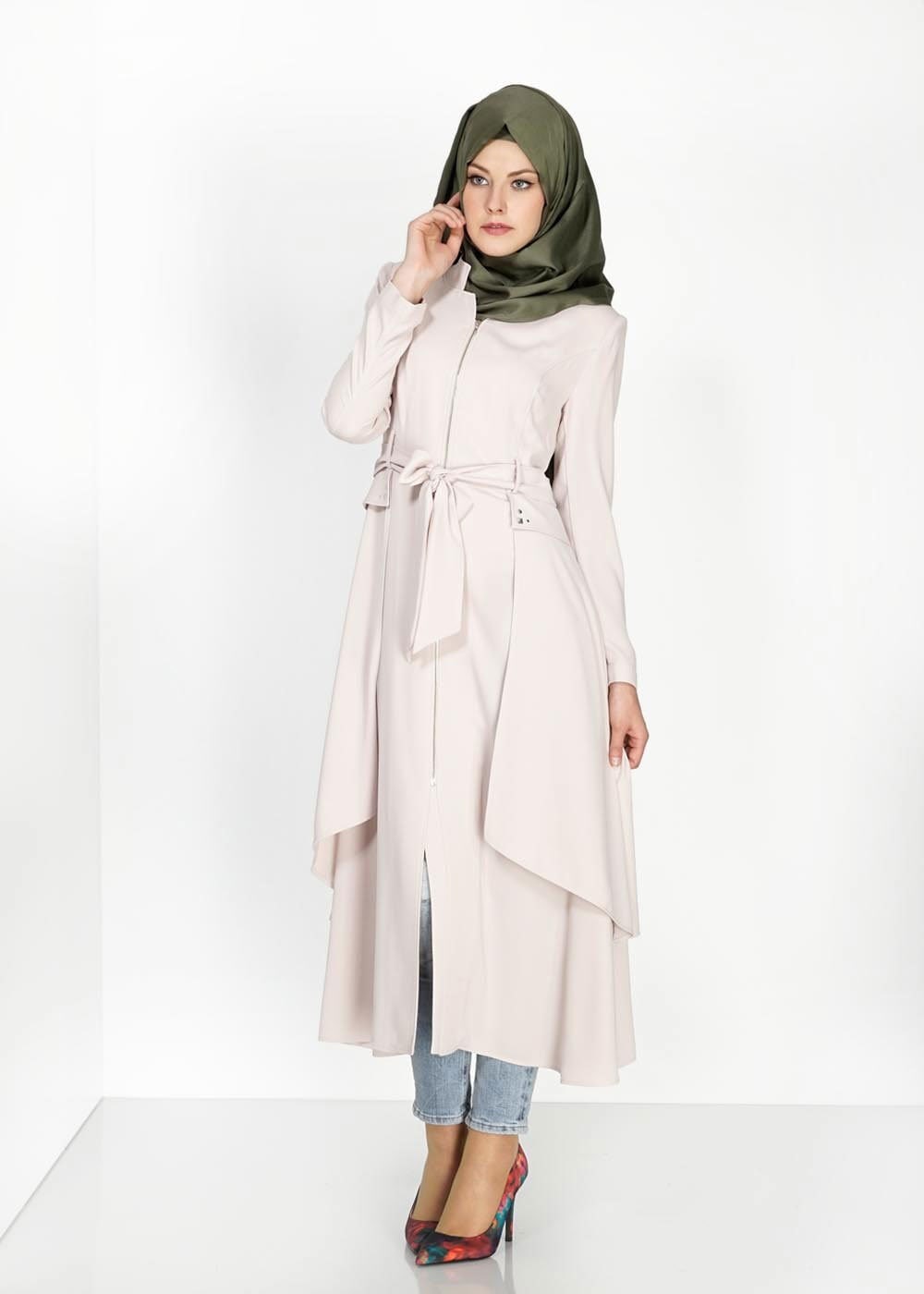 Tesettür giyim BEJ 1473 Virona Tesettür Trenç
