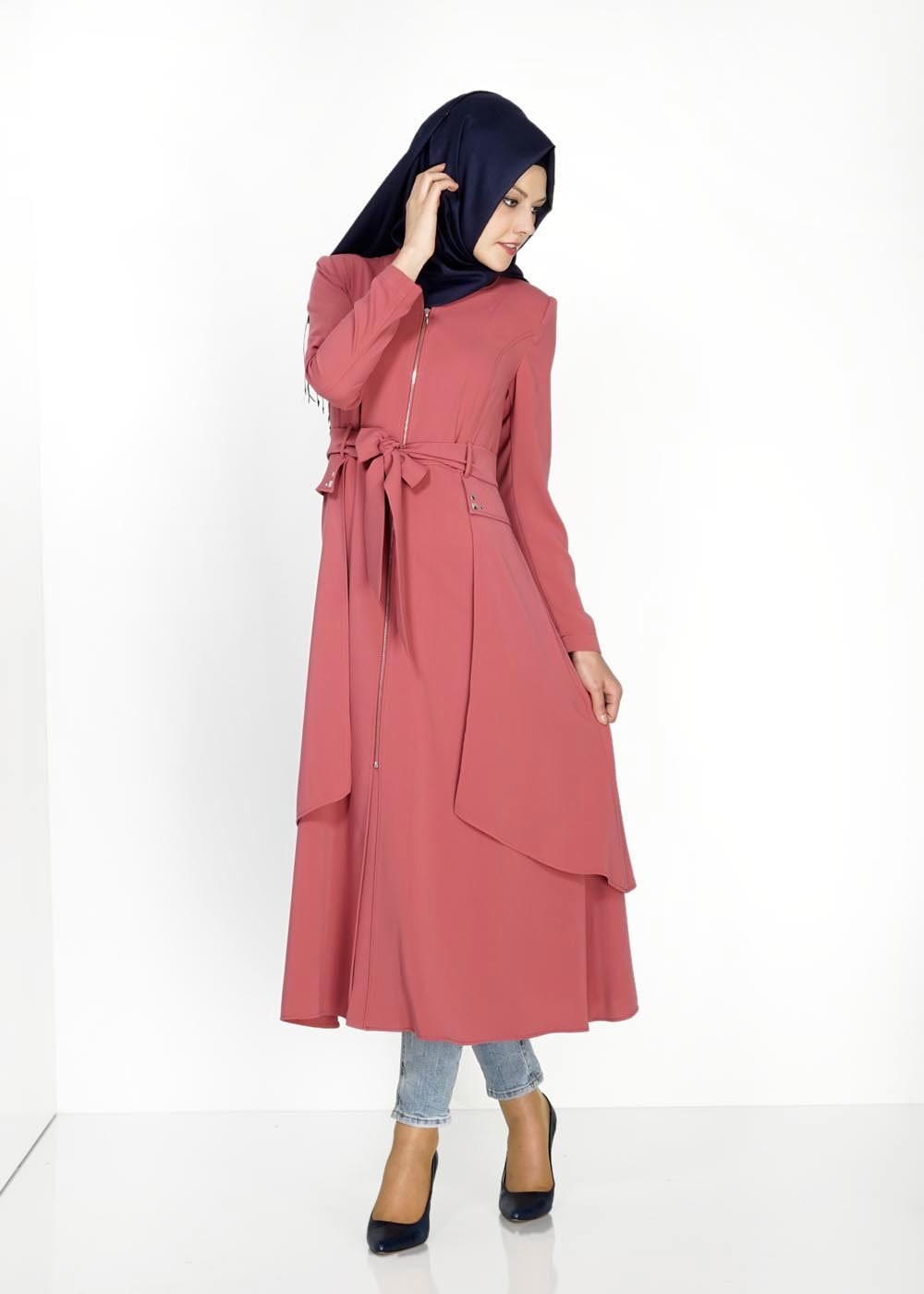 Tesettür giyim PEMBE 1473 Virona Tesettür Trenç