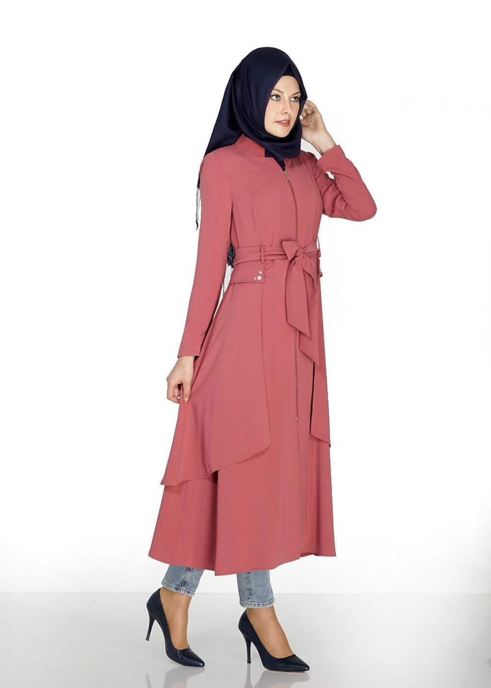 Tesettür giyim PEMBE 1473 Virona Tesettür Trenç