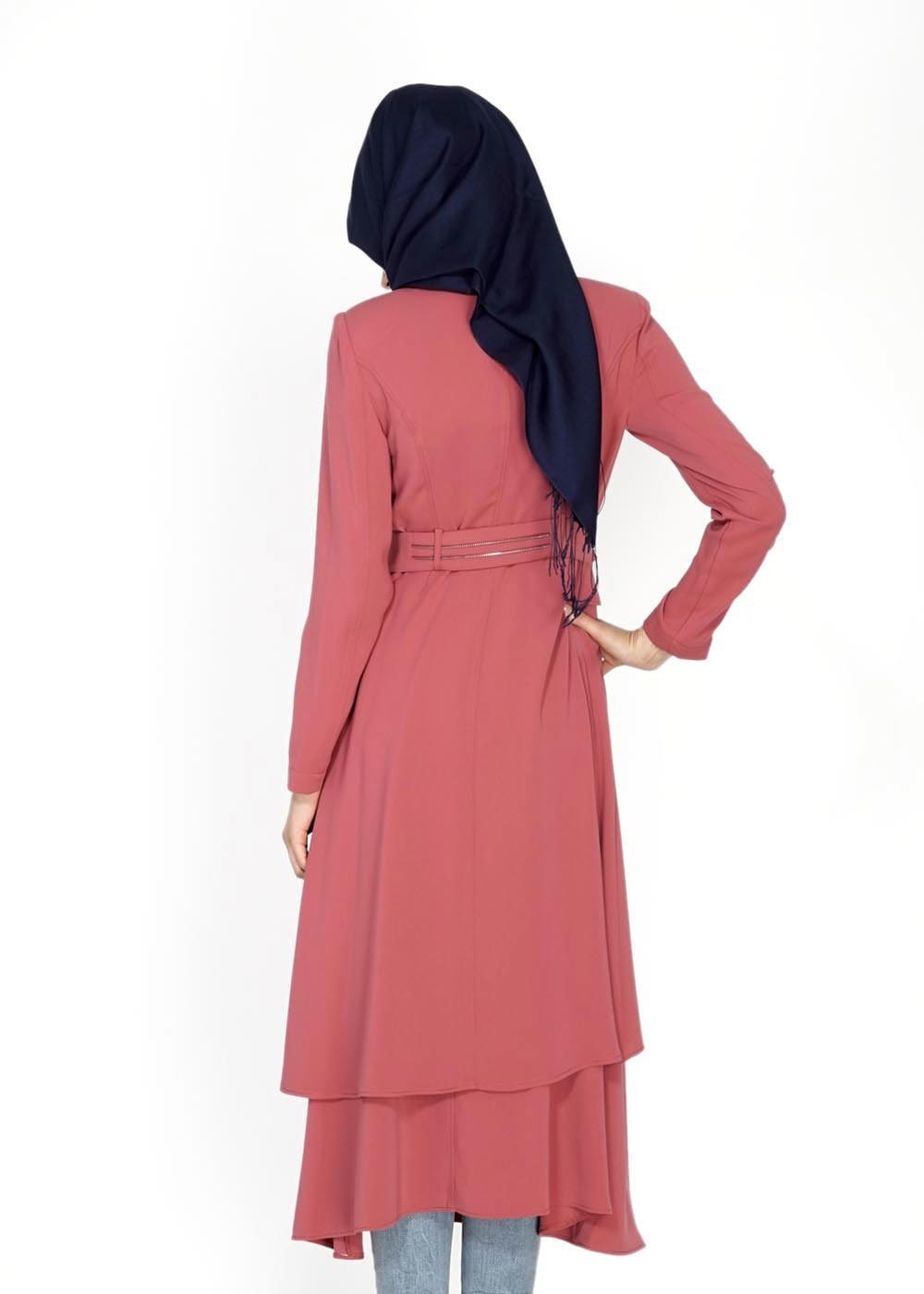 Tesettür giyim PEMBE 1473 Virona Tesettür Trenç