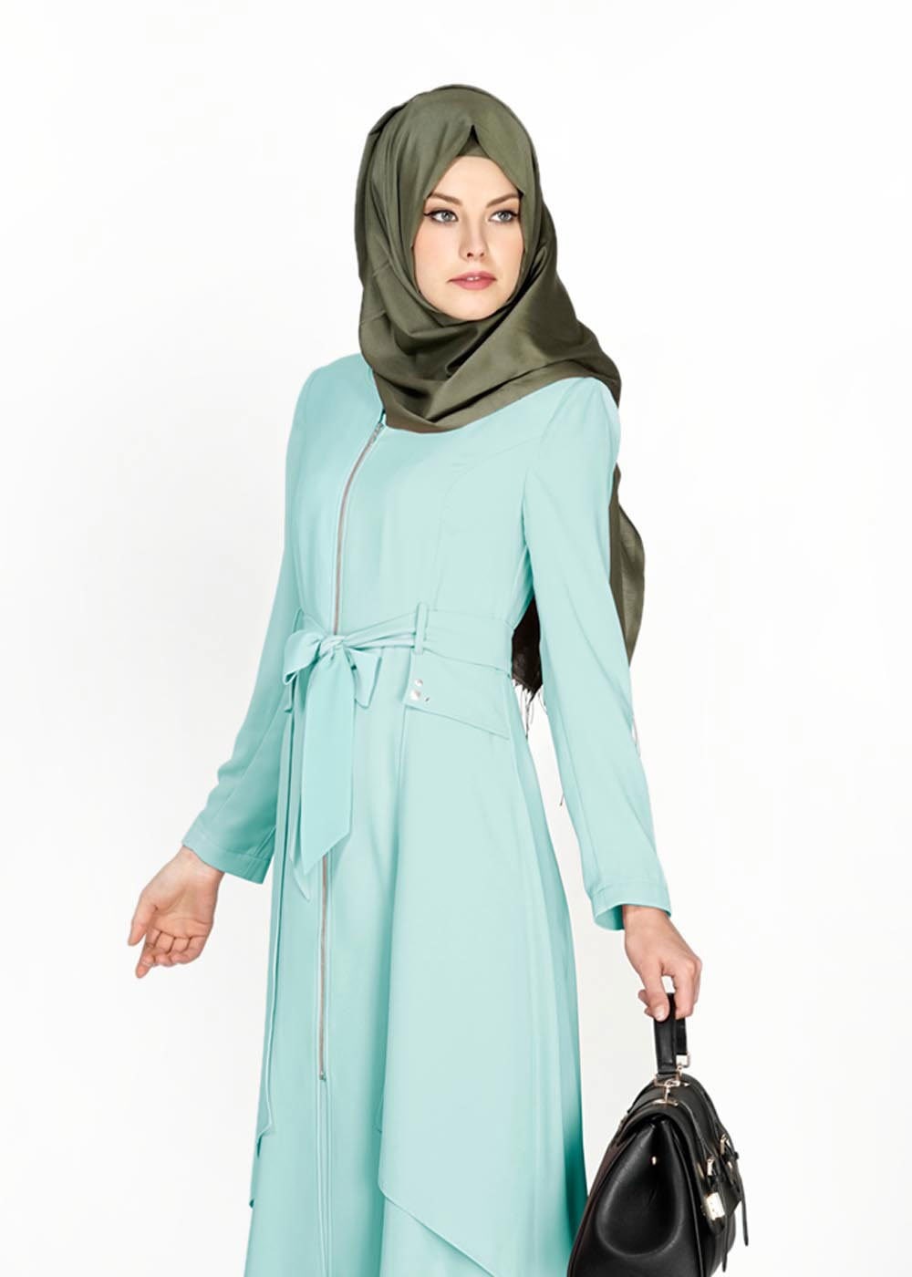 Tesettür giyim YEŞİL 1473 Virona Tesettür Trenç
