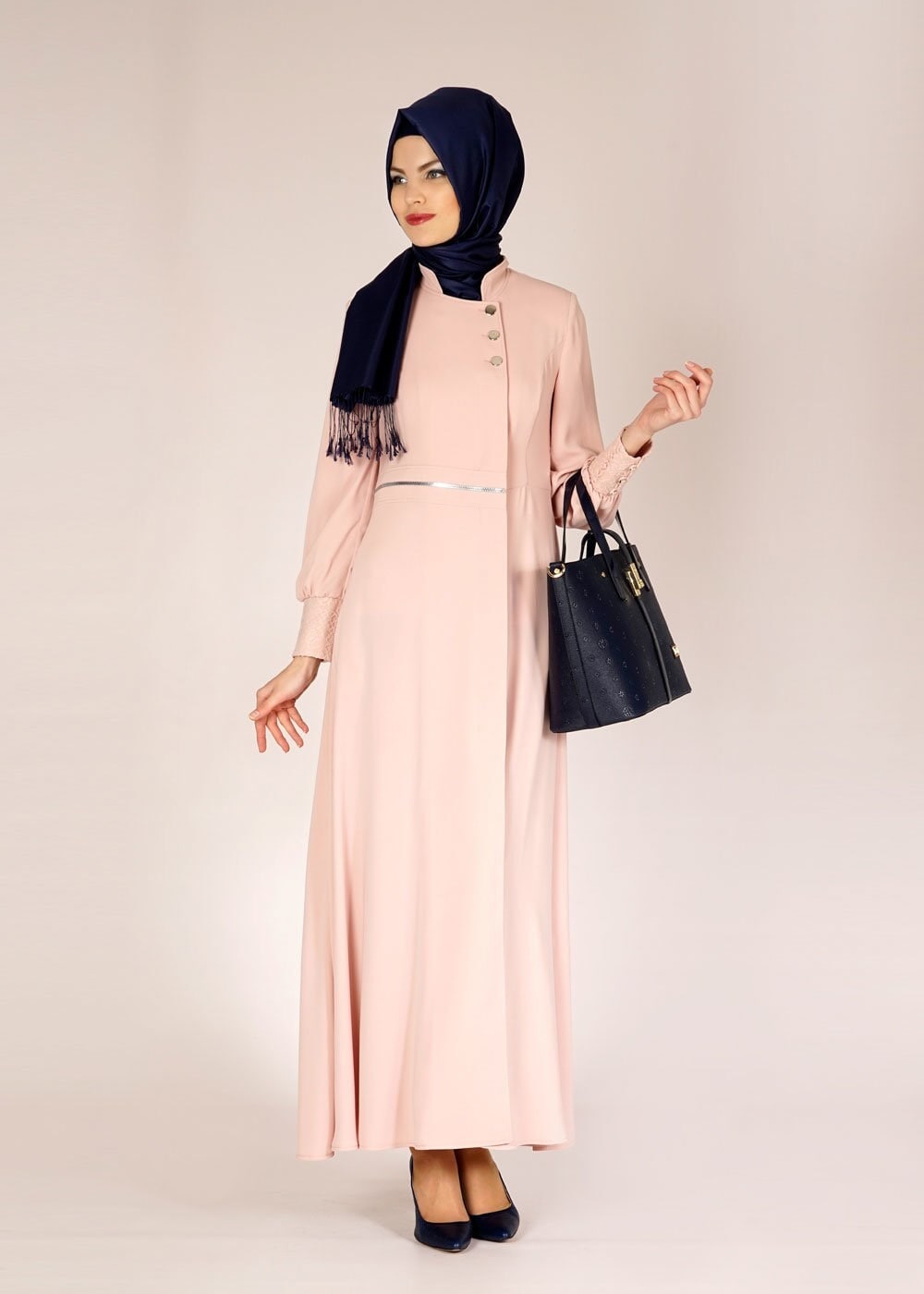 Tesettür giyim PUDRA 1474 Virona Tesettür Pardesü