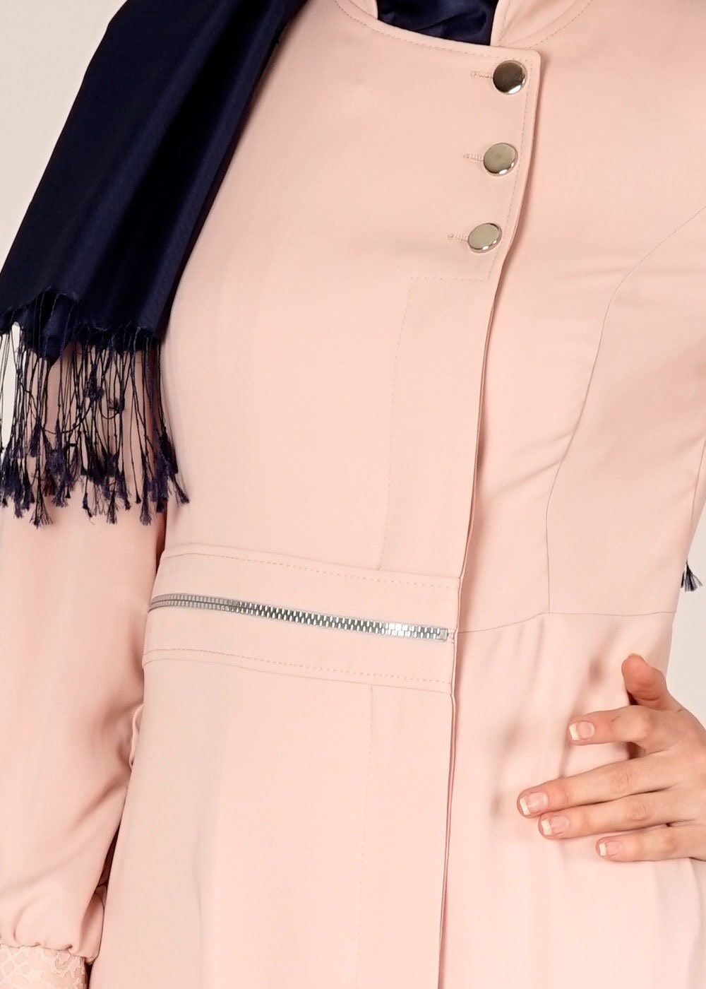 Tesettür giyim PUDRA 1474 Virona Tesettür Pardesü