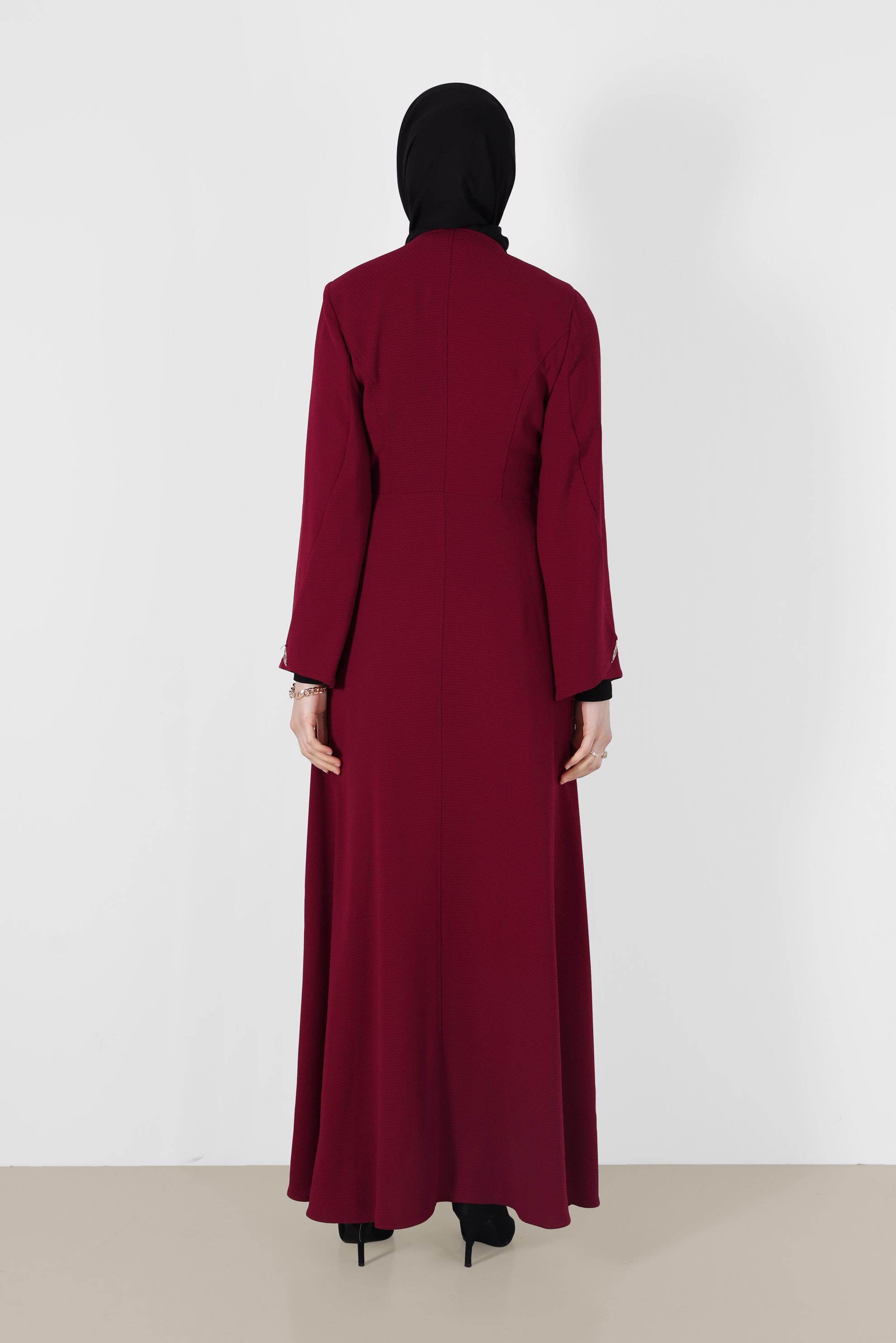 Vêtements hijab ROUGE BORDEAUX PARDESSUS DOUBLE BOUTONNAGE 1479