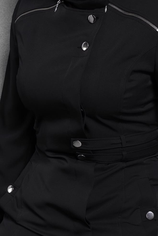 Tesettür giyim SİYAH FERMUARLI PARDESÜ 1483 - ALVİNA