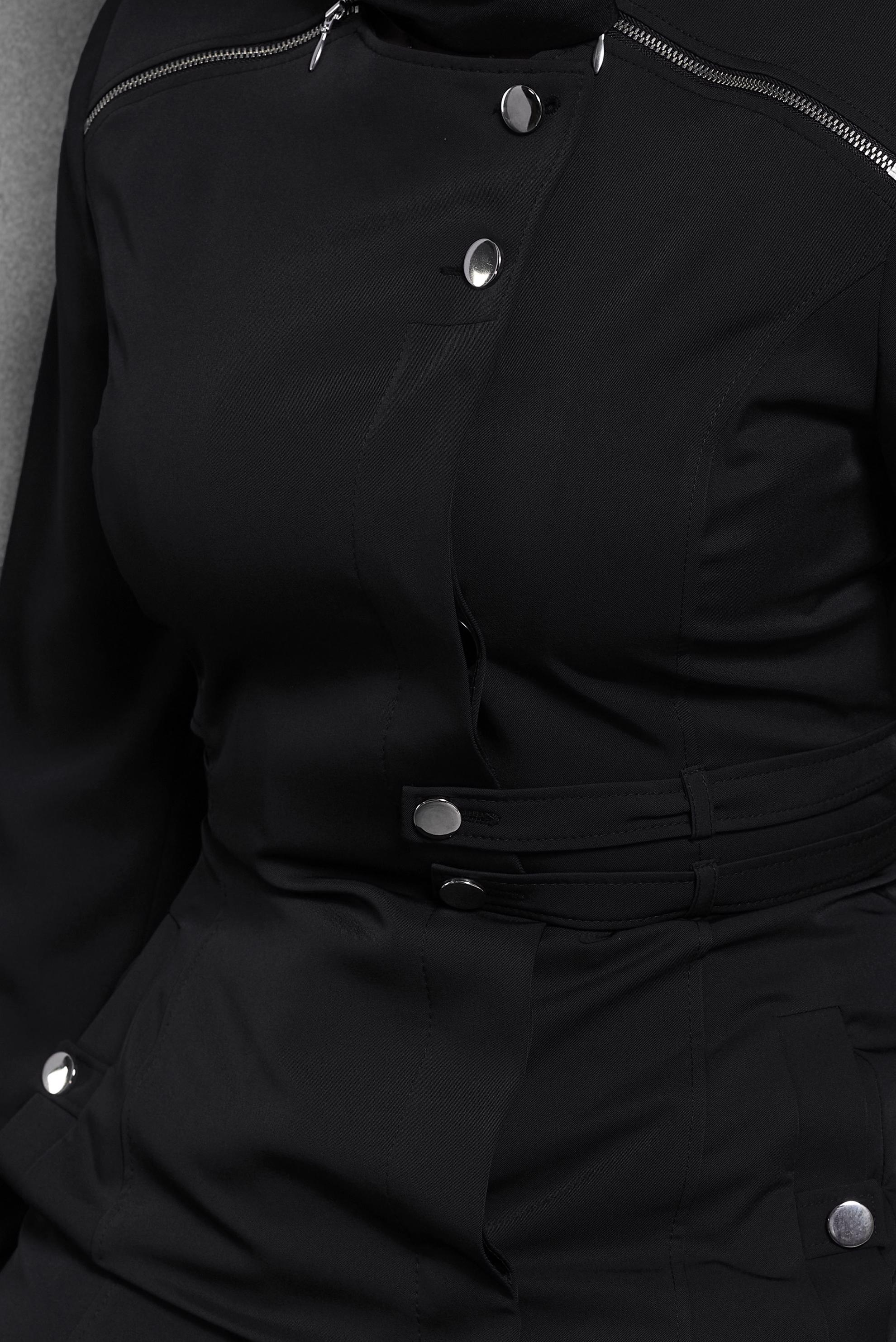 Tesettür giyim SİYAH FERMUARLI PARDESÜ 1483