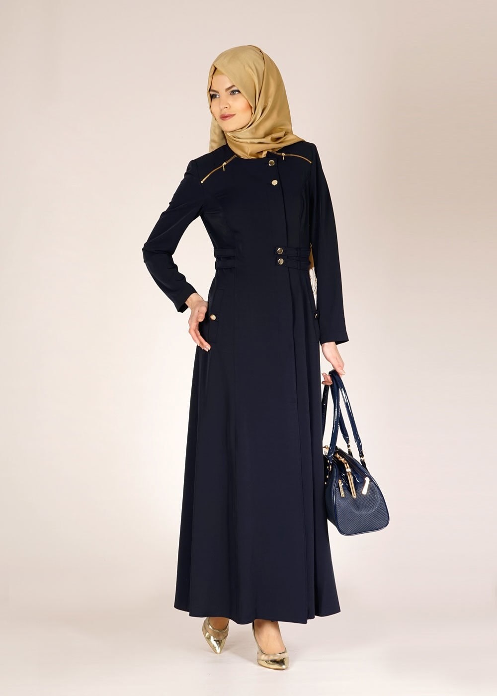 Tesettür giyim LACİVERT FERMUARLI PARDESÜ 1483