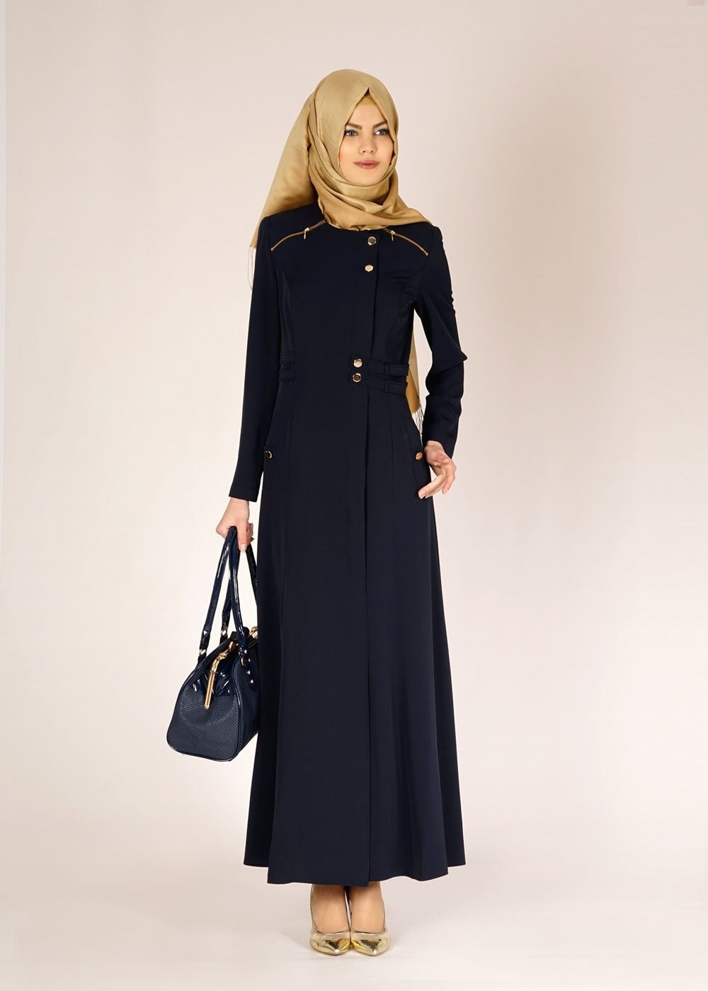 Tesettür giyim LACİVERT FERMUARLI PARDESÜ 1483