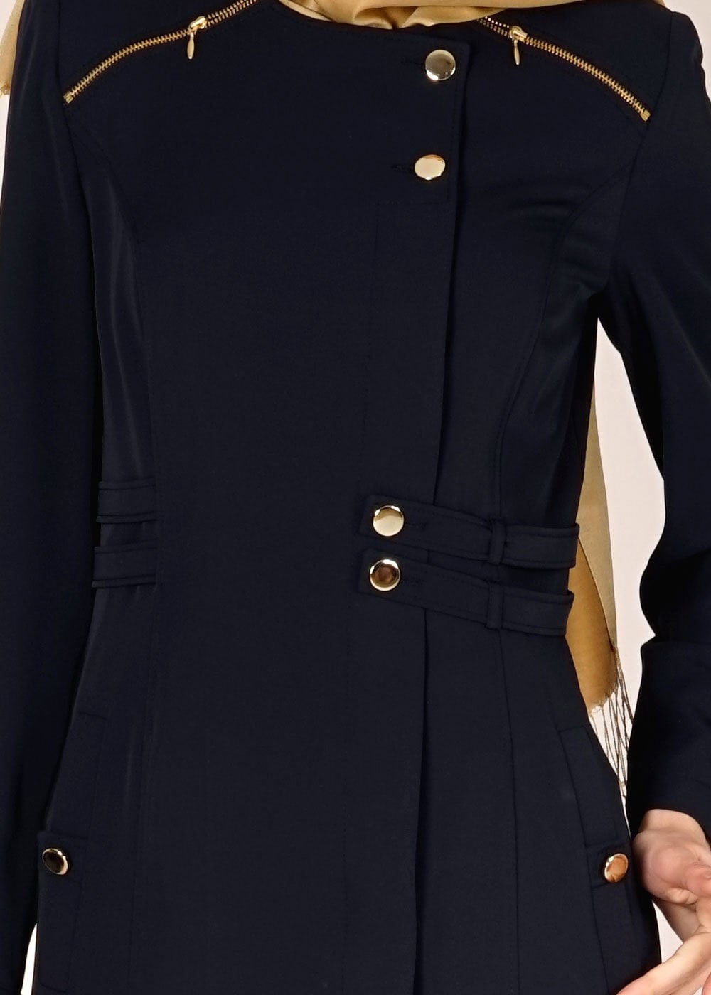 Tesettür giyim LACİVERT FERMUARLI PARDESÜ 1483