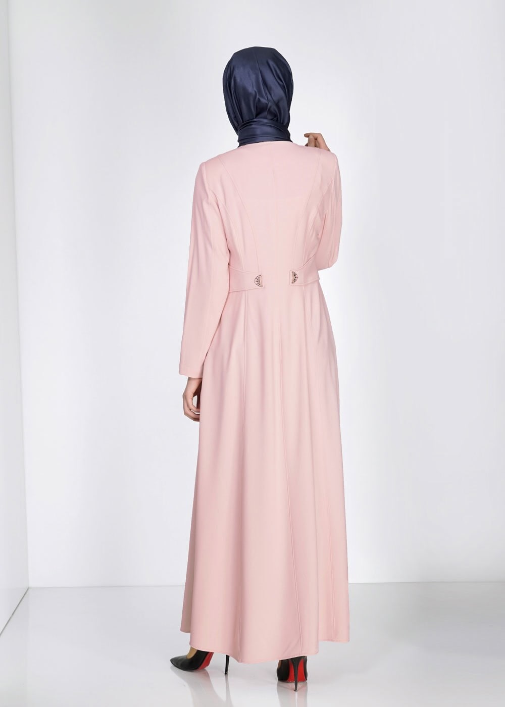 Tesettür giyim PUDRA DÜĞME DETAYLI CEPLİ PARDESÜ 1486