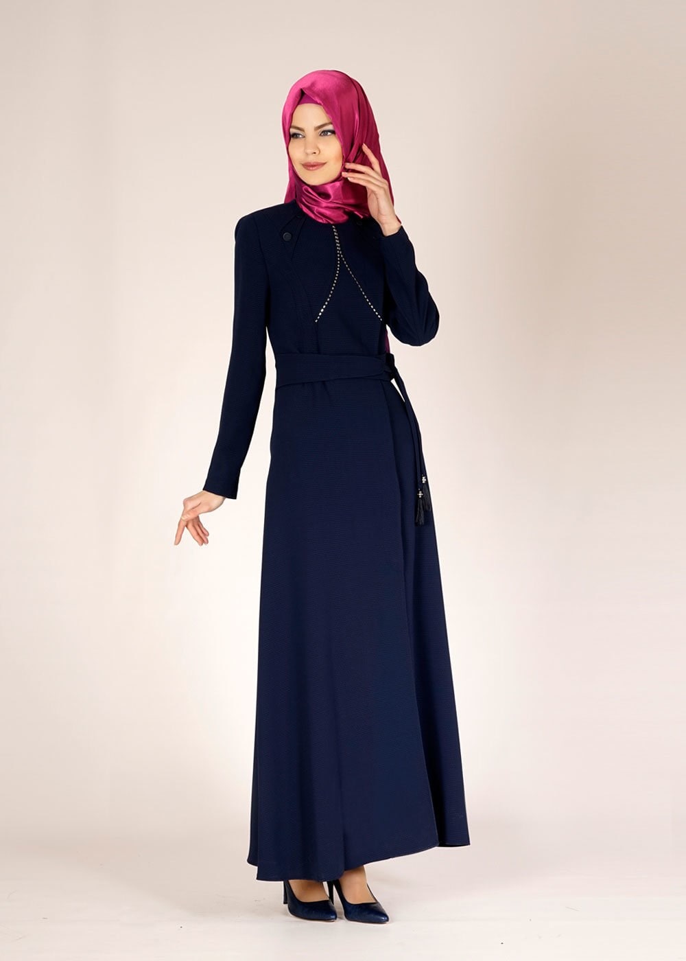 Tesettür giyim LACİVERT 1487 GOFRET-1 PARDESÜ 40/48 TEK38