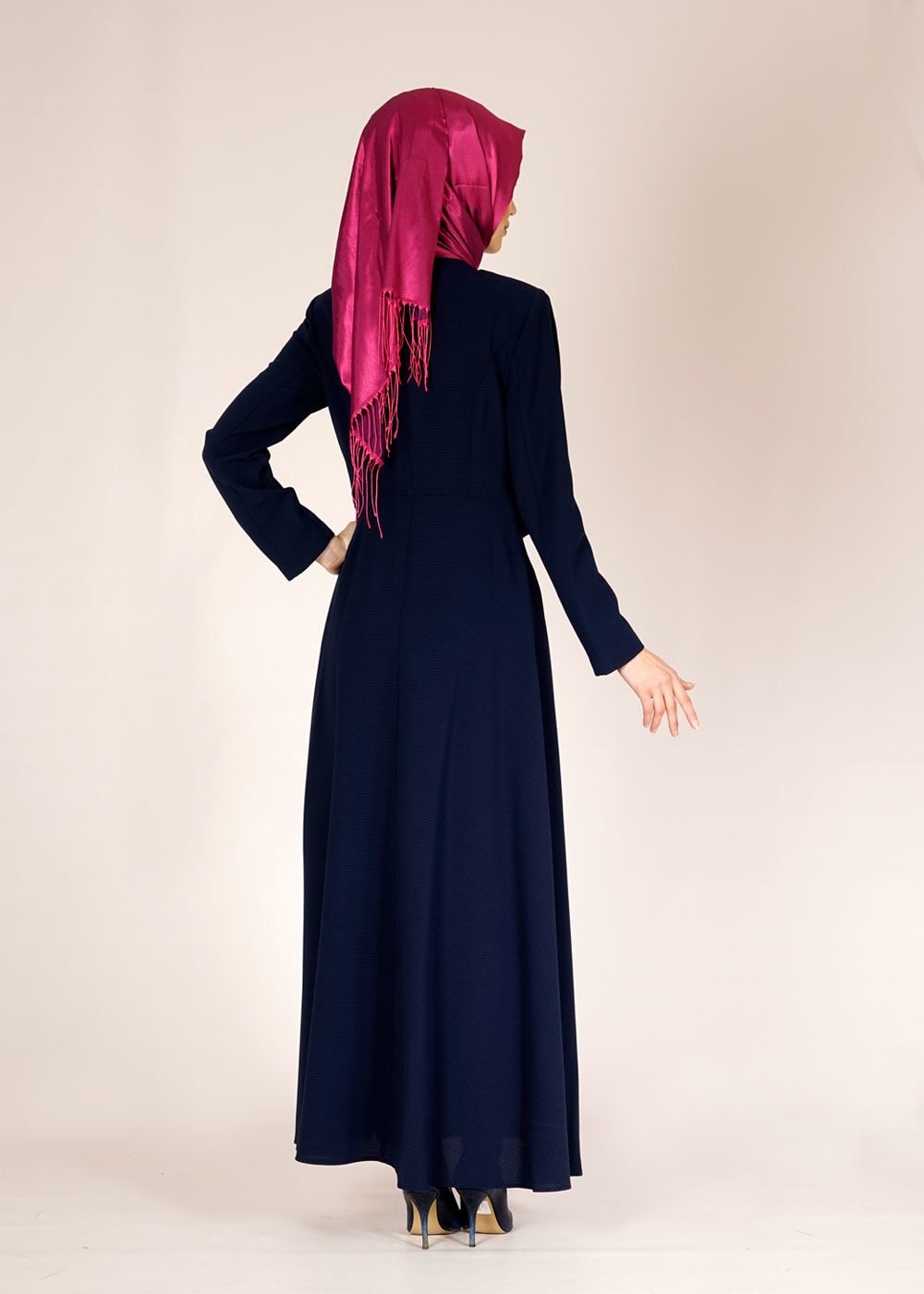 Tesettür giyim LACİVERT 1487 GOFRET-1 PARDESÜ 40/48 TEK38