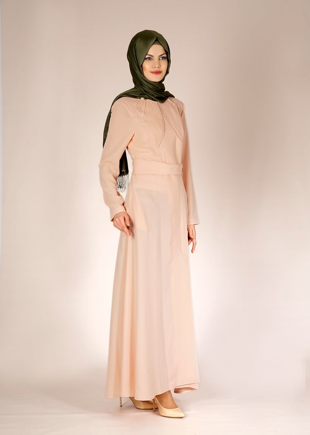 Tesettür giyim PUDRA 1487 GOFRET-1 PARDESÜ 40/48 TEK38