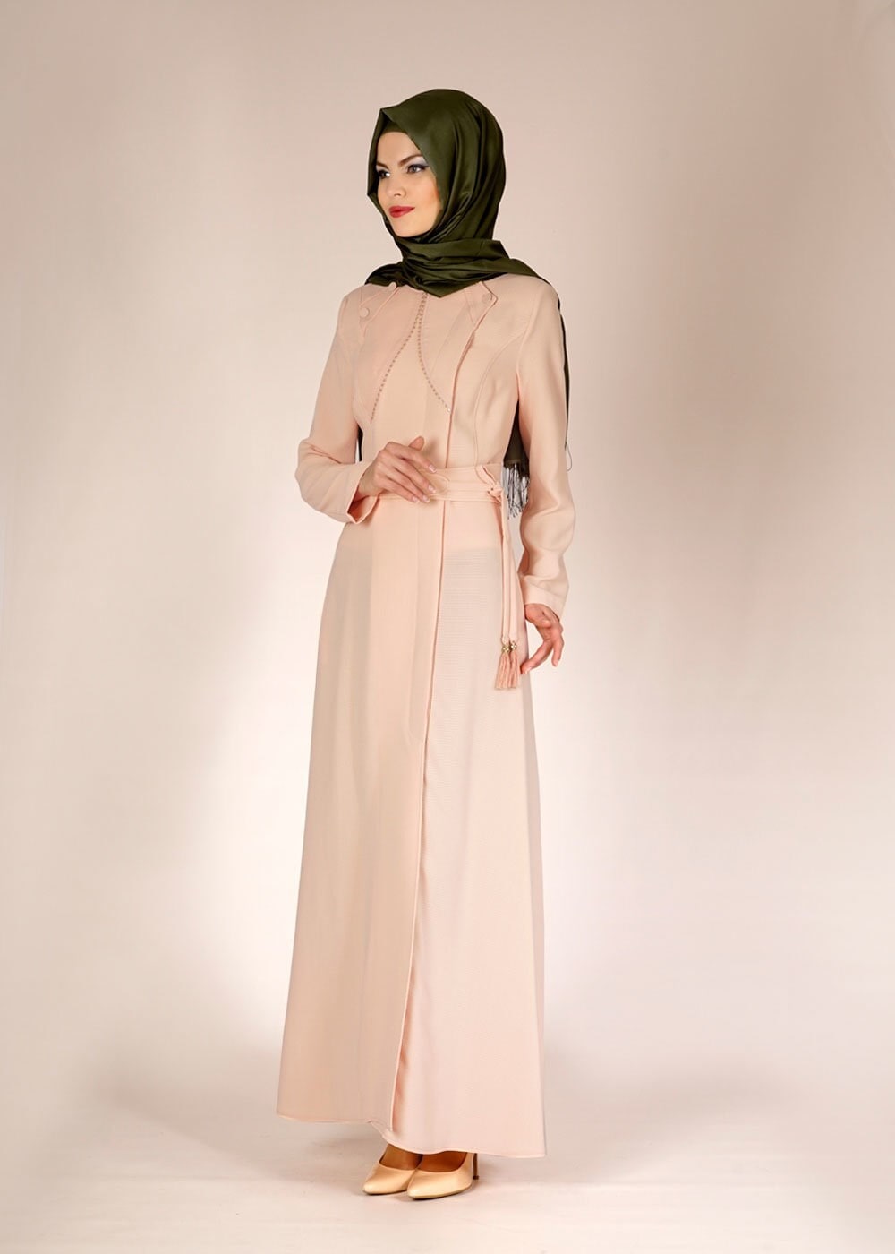 Tesettür giyim PUDRA 1487 GOFRET-1 PARDESÜ 40/48 TEK38