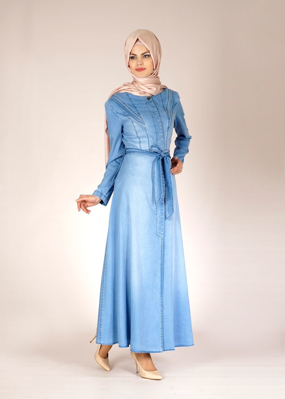 Tesettür giyim LACİVERT 1492 Noura Tesettür Pardesü