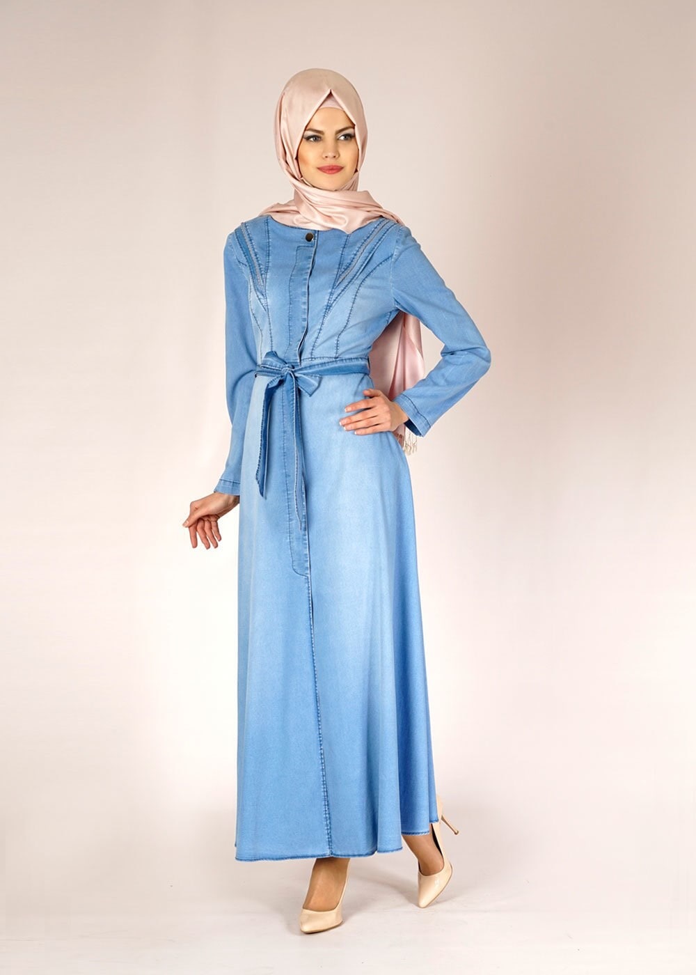 Tesettür giyim LACİVERT 1492 Noura Tesettür Pardesü